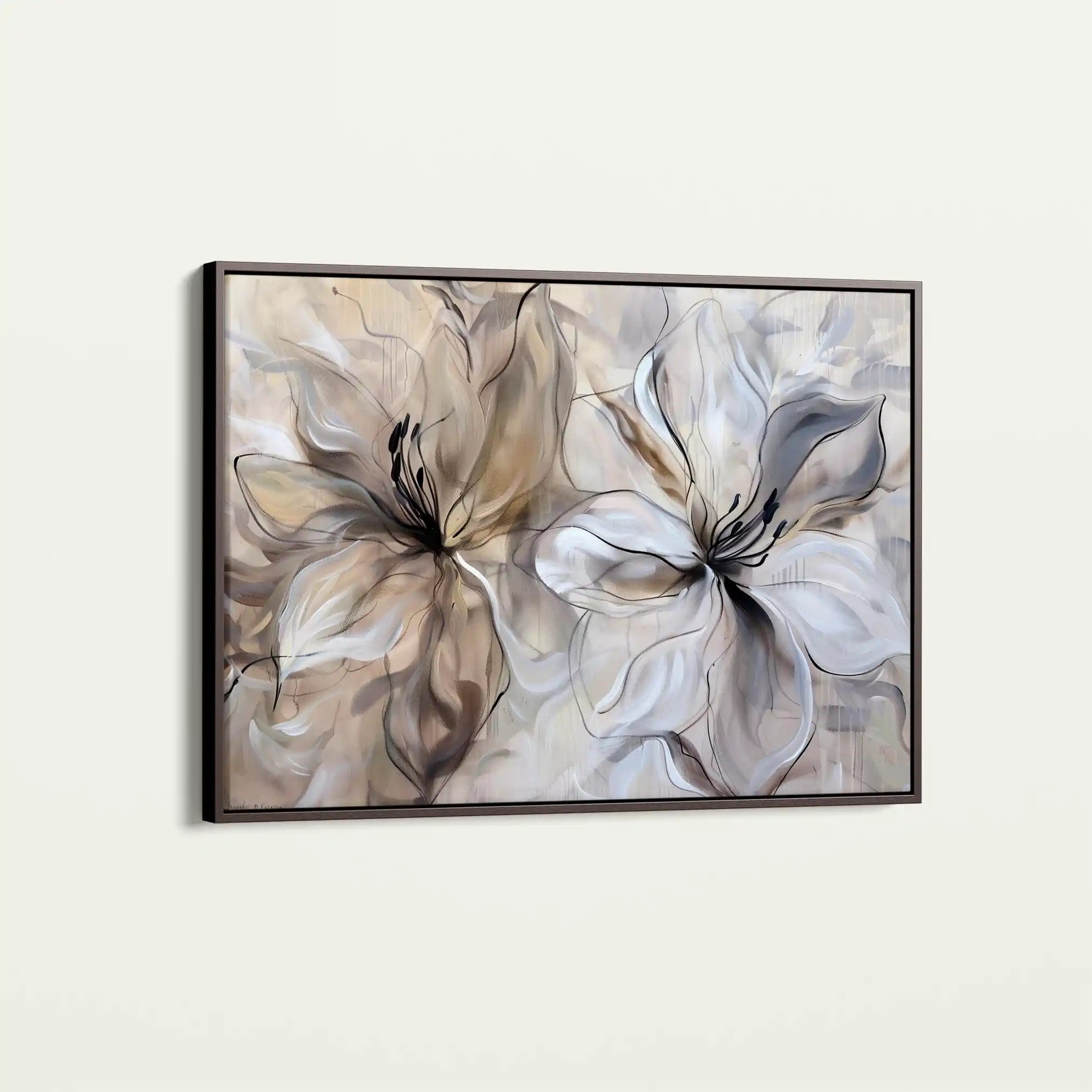 Floral 115 Canvas Art 18" x 24" / 45 x 60 cm / Black