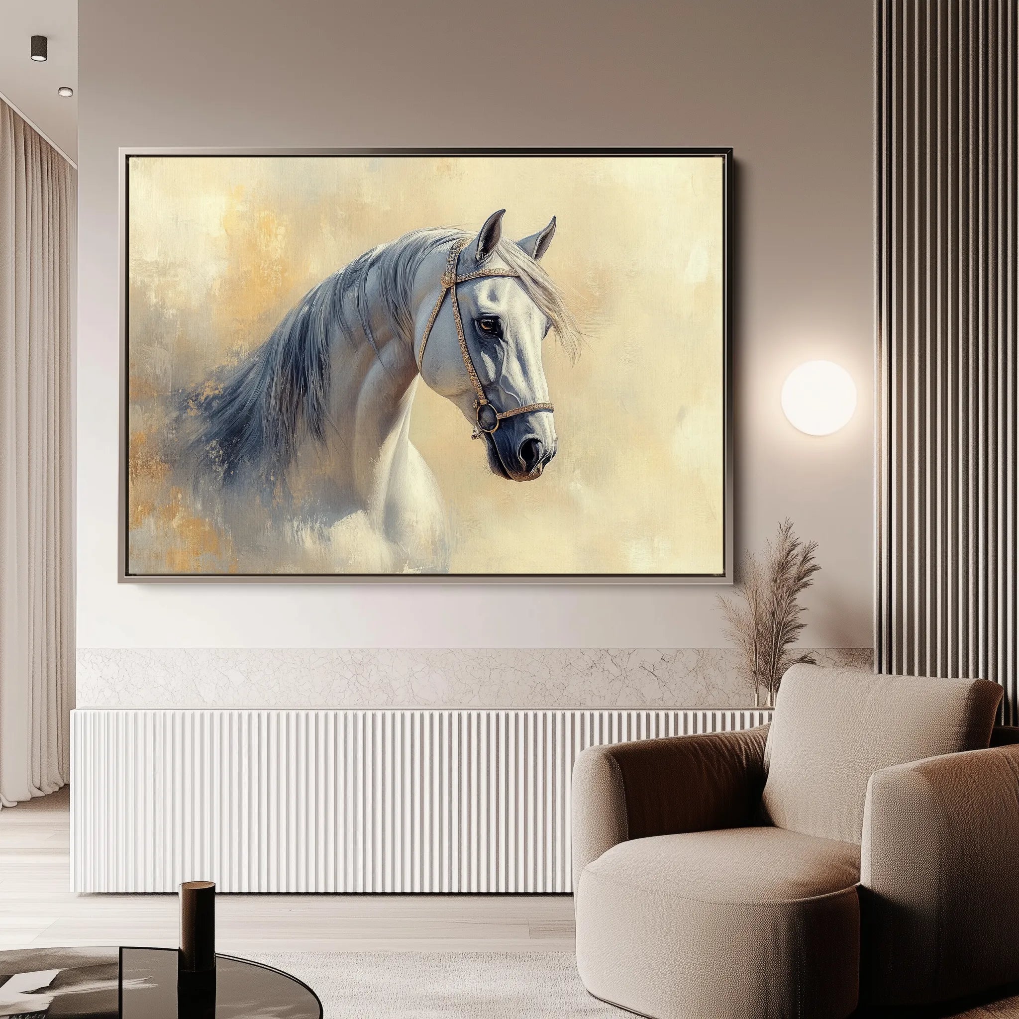 Horses 115 Canvas Art 18" x 24" / 45 x 60 cm / Black