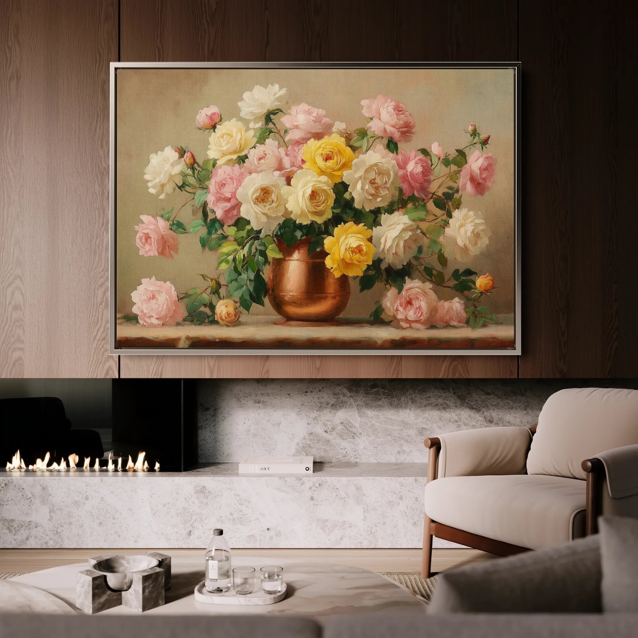 Floral 1150 Canvas Art 18" x 24" / 45 x 60 cm / Black