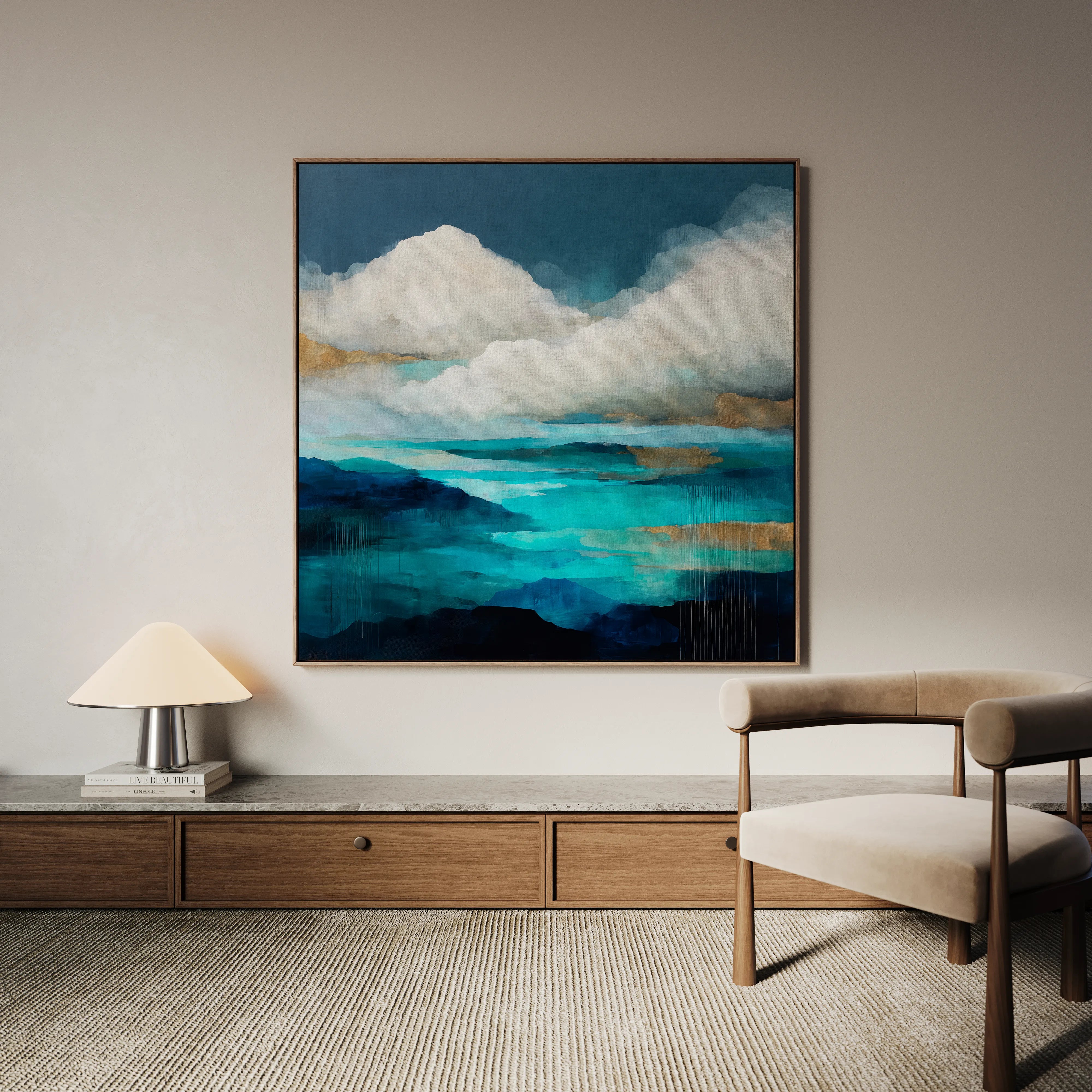 Abstract 1153 Canvas Art 16" x 16" / 40 x 40 cm / Black