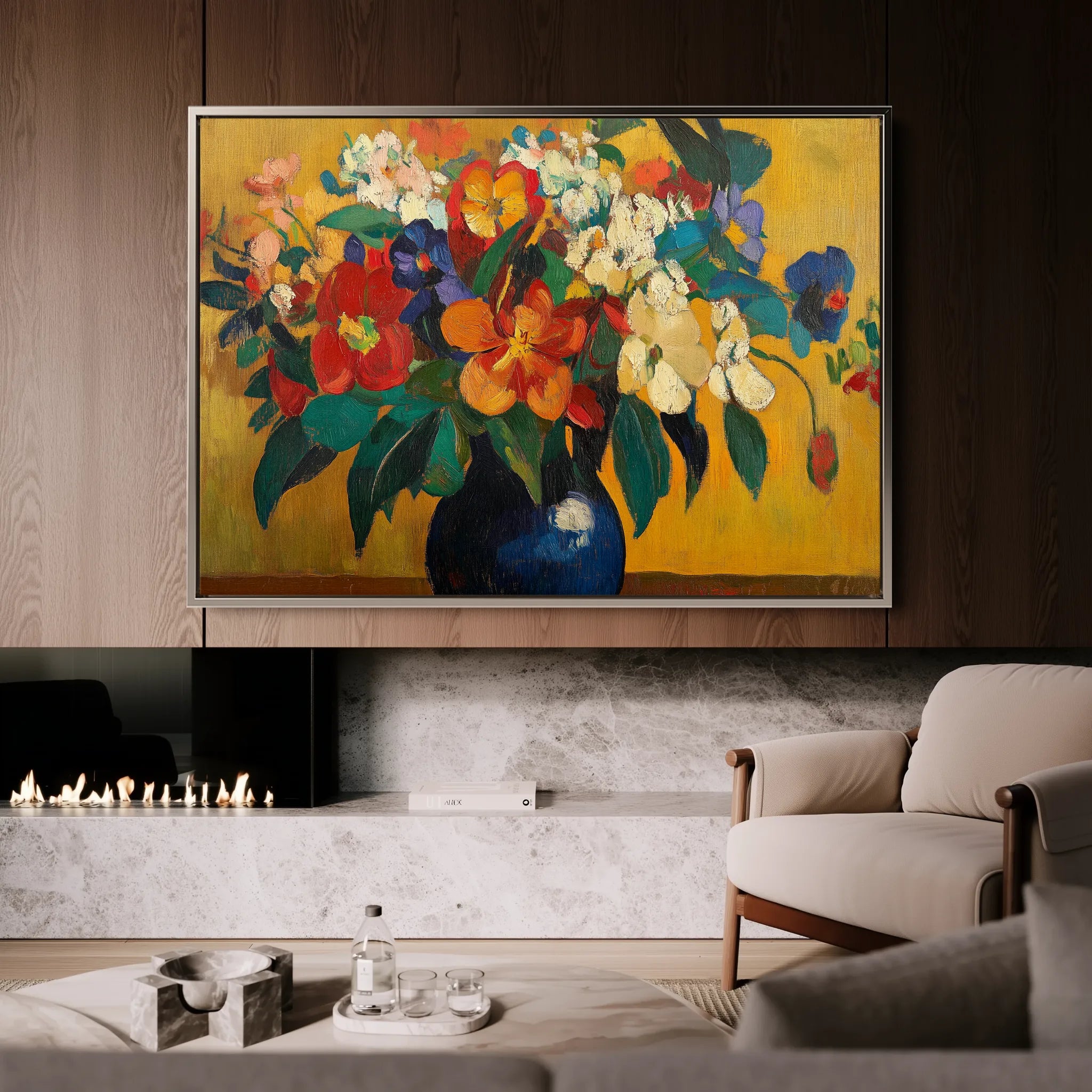 Floral 1153 Canvas Art 18" x 24" / 45 x 60 cm / Black