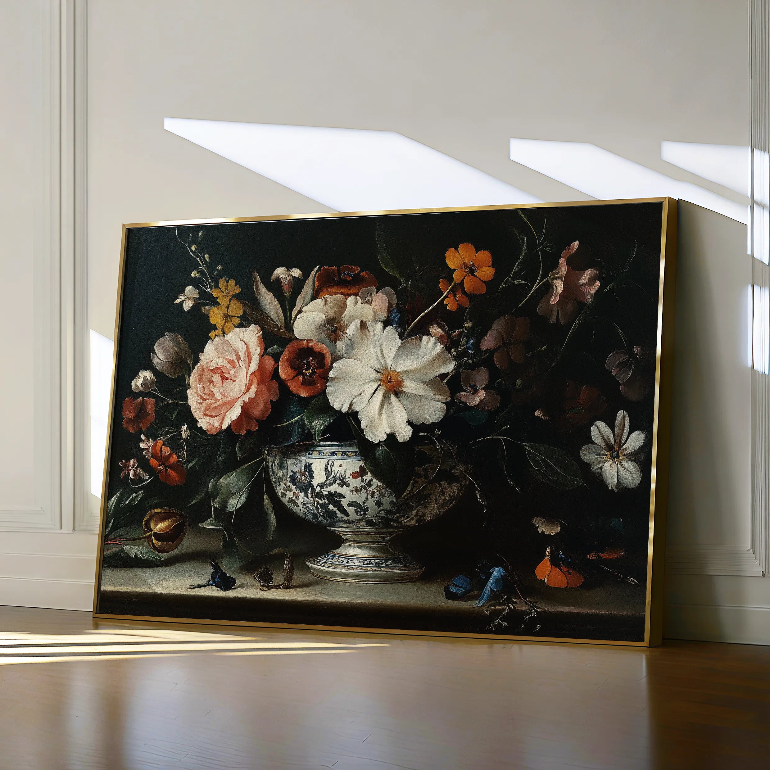 Floral 1155 Canvas Art 18" x 24" / 45 x 60 cm / Black