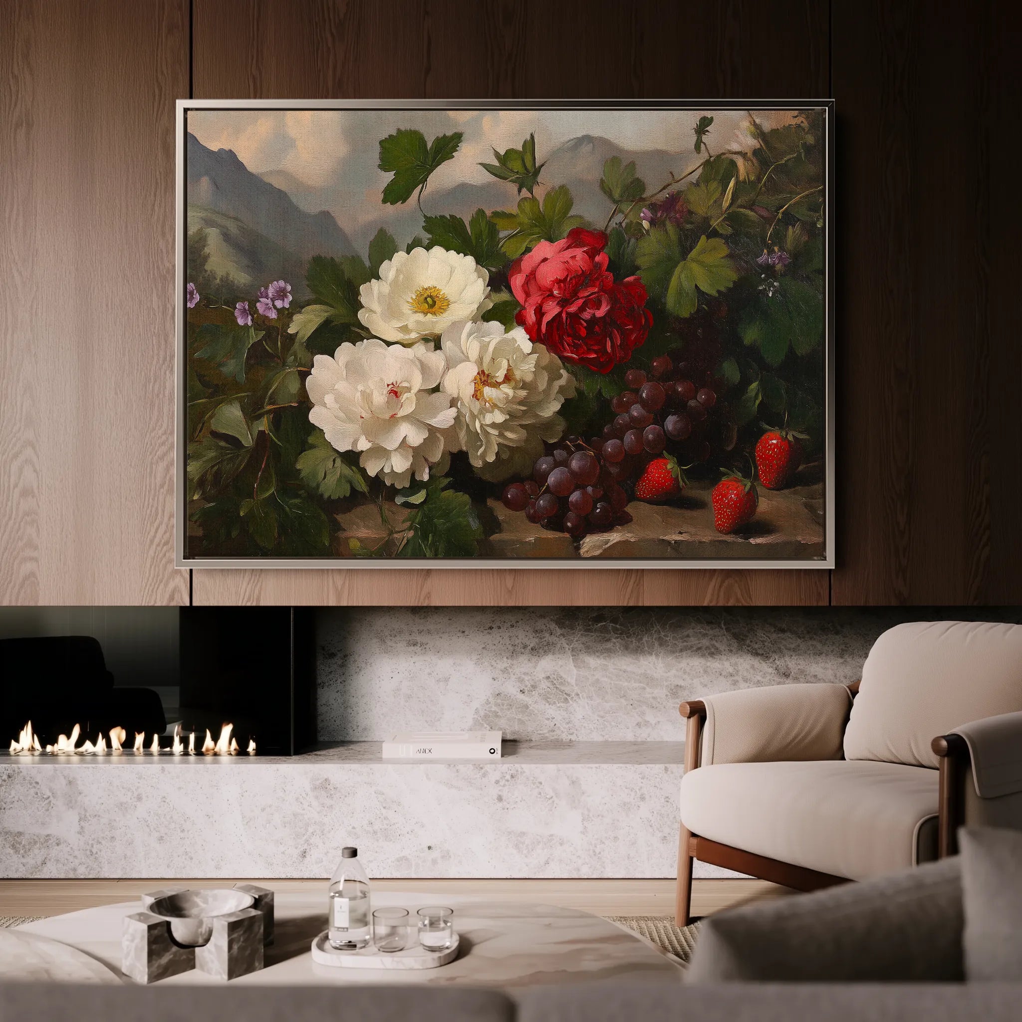 Floral 1156 Canvas Art 18" x 24" / 45 x 60 cm / Black
