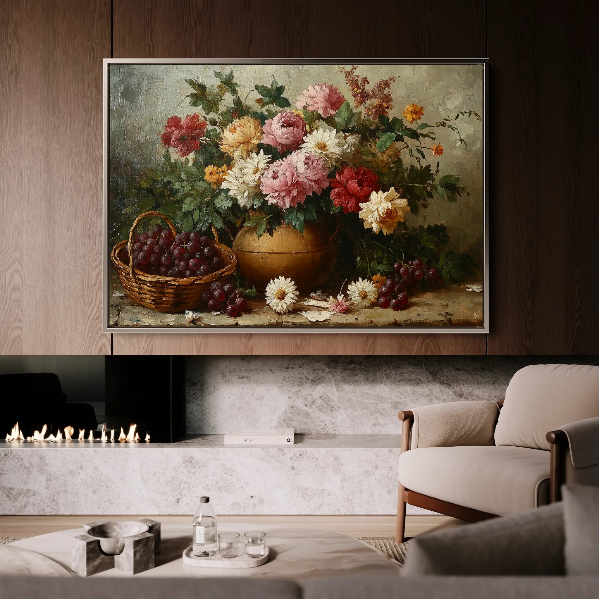 Floral 1157 Canvas Art 18" x 24" / 45 x 60 cm / Black