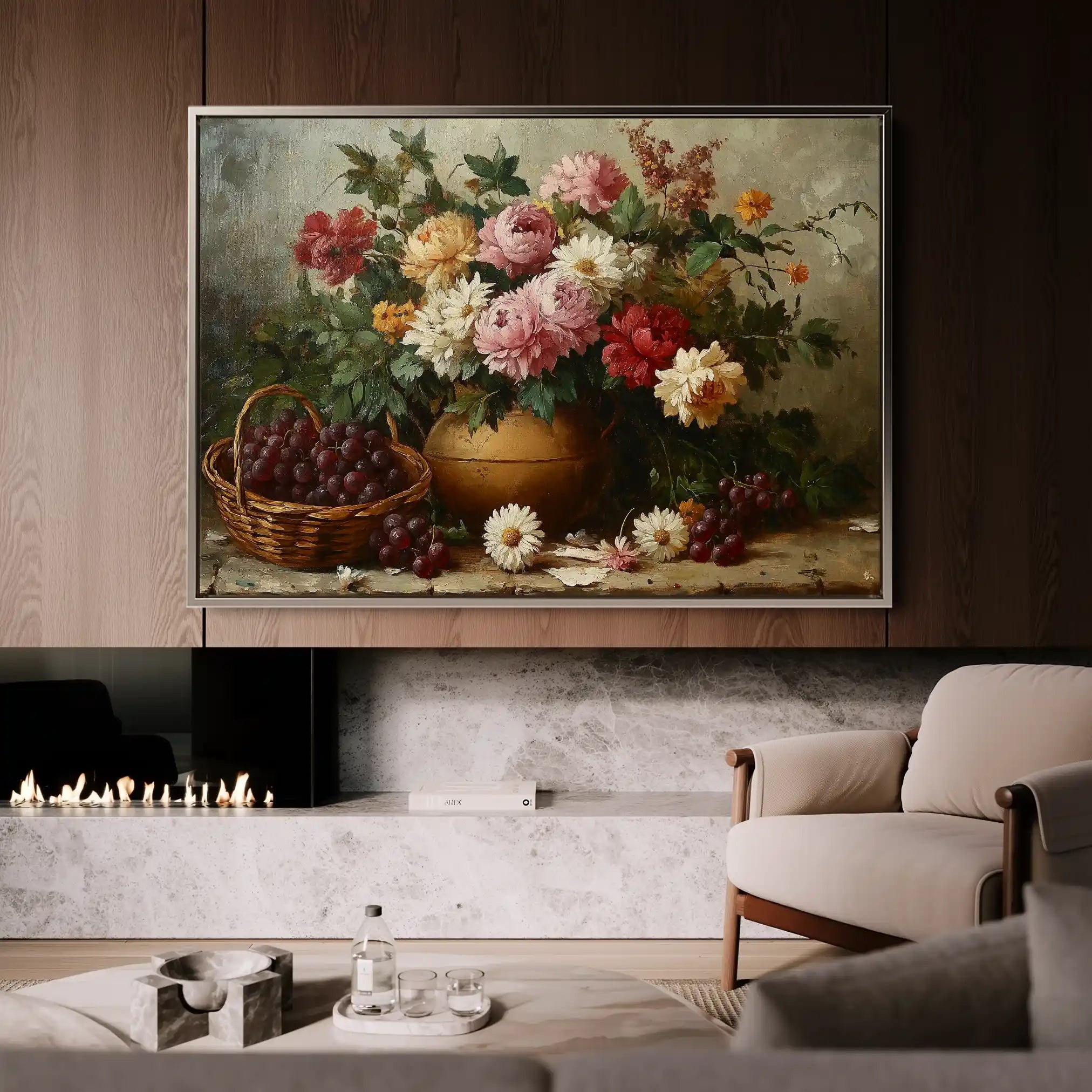 Floral 1157 Canvas Art 60 x 40 cm / Black