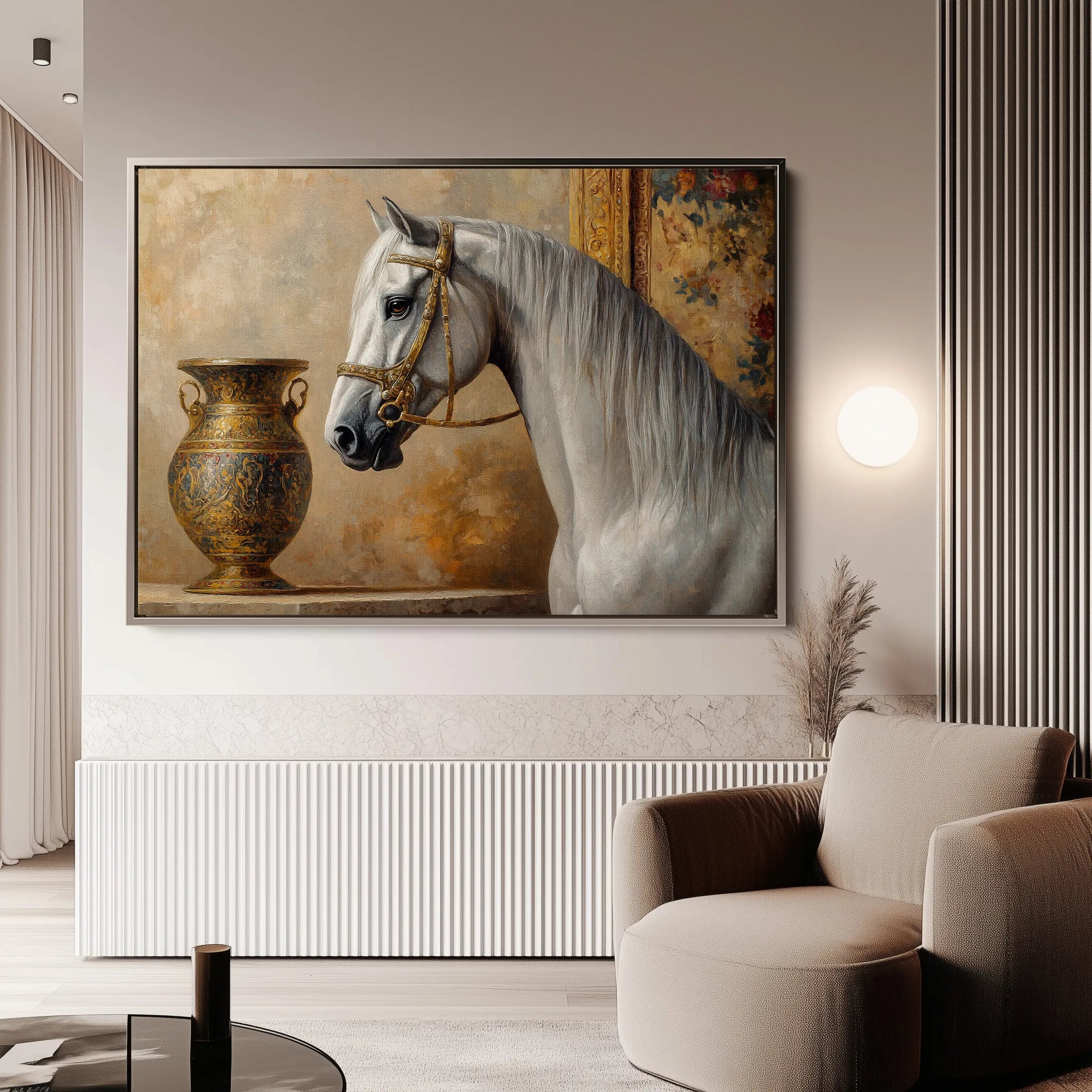 Horses 116 Canvas Art 18" x 24" / 45 x 60 cm / Black