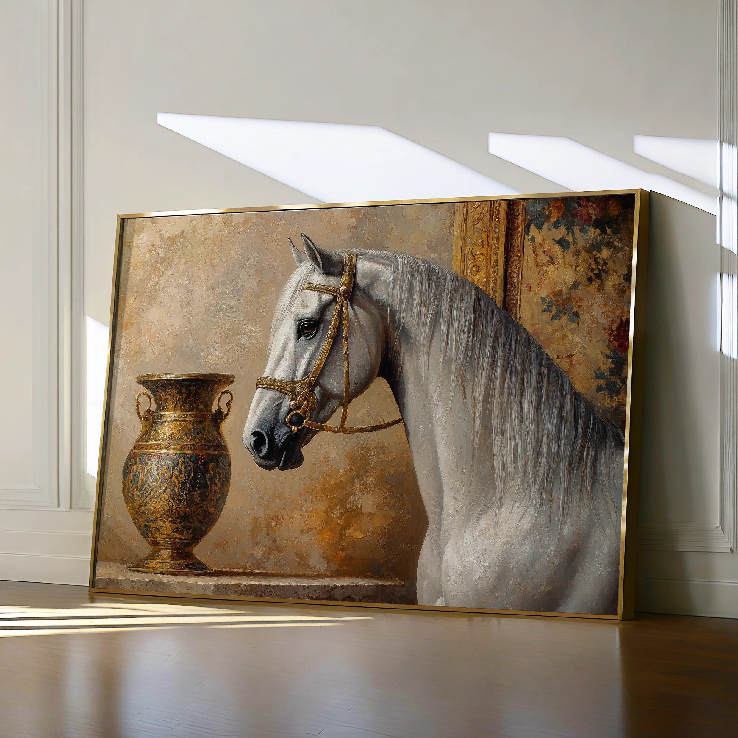 Horses 116 Canvas Art 18" x 24" / 45 x 60 cm / Black