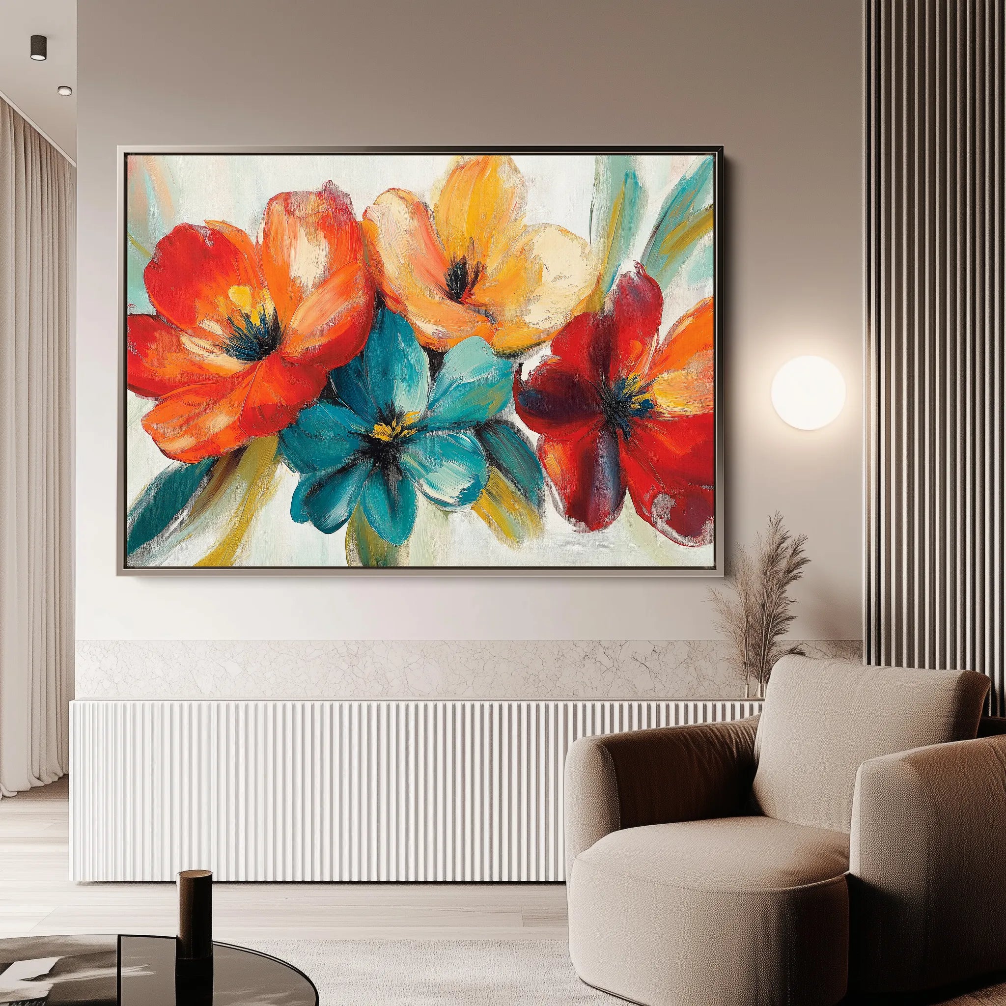 Floral 1163 Canvas Art 18" x 24" / 45 x 60 cm / Black