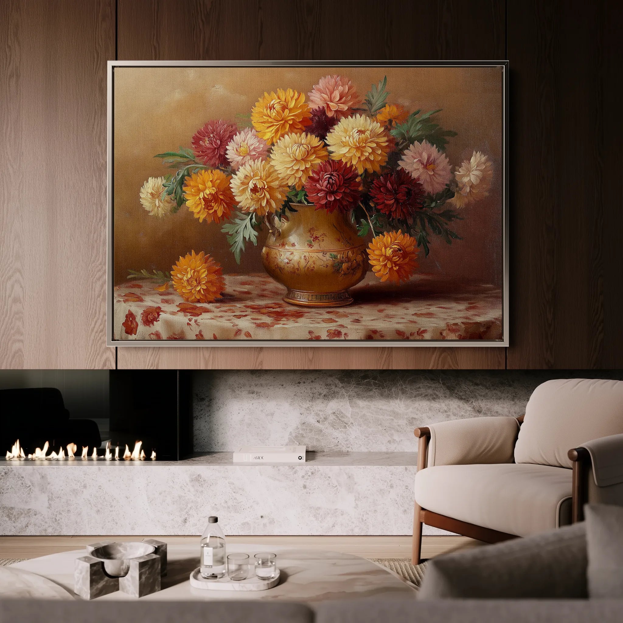 Floral 1164 Canvas Art 18" x 24" / 45 x 60 cm / Black