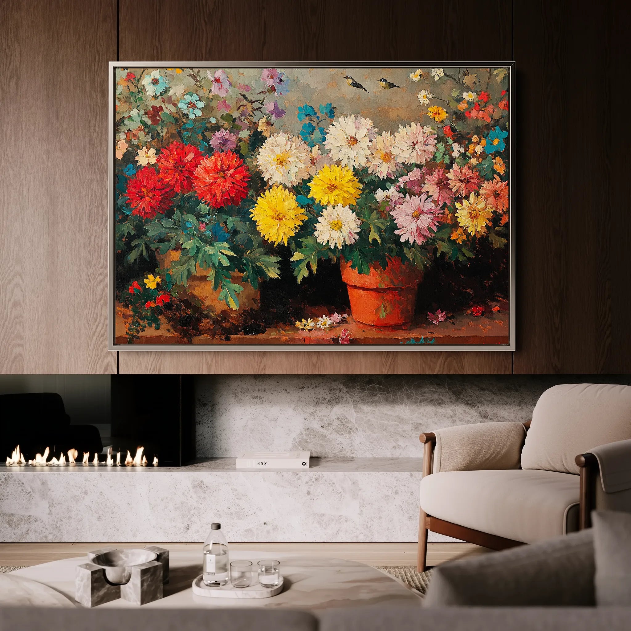 Floral 1167 Canvas Art 18" x 24" / 45 x 60 cm / Black