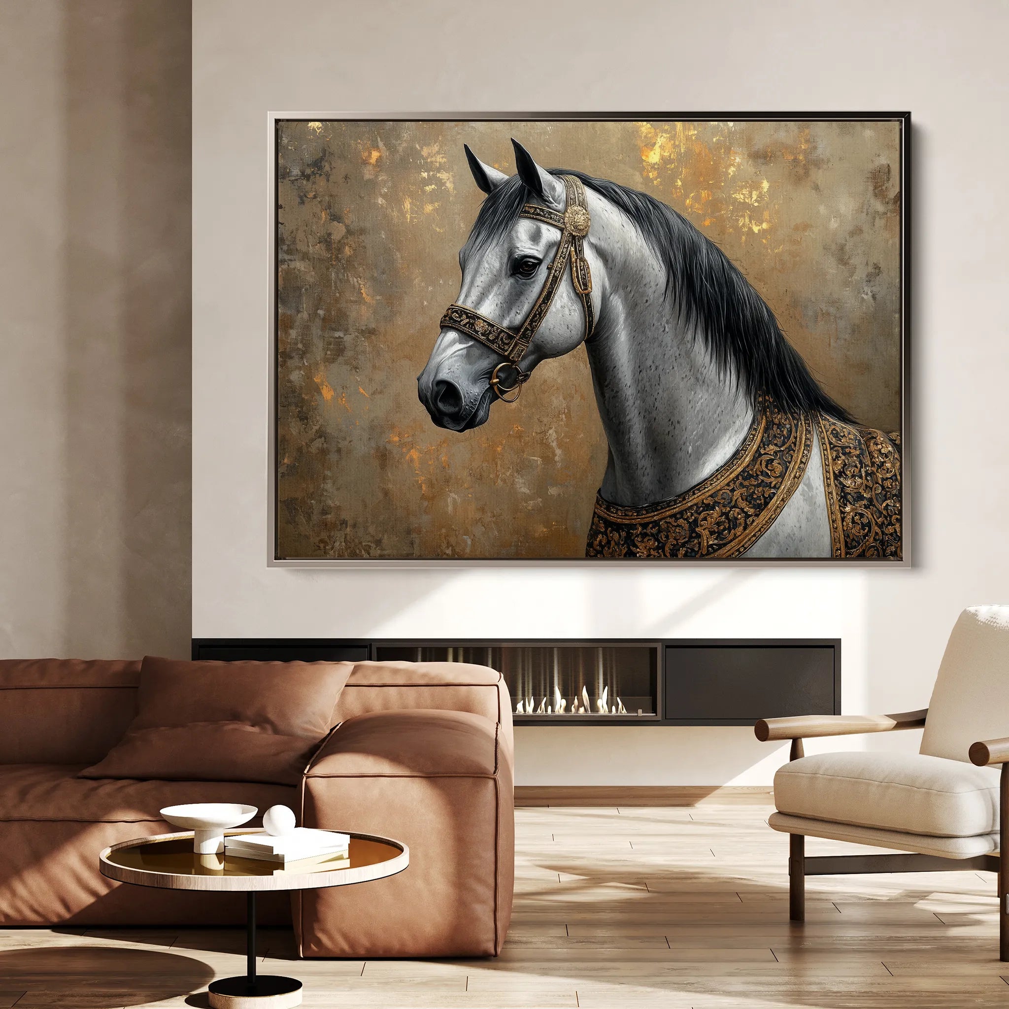 Horses 117 Canvas Art 18" x 24" / 45 x 60 cm / Black