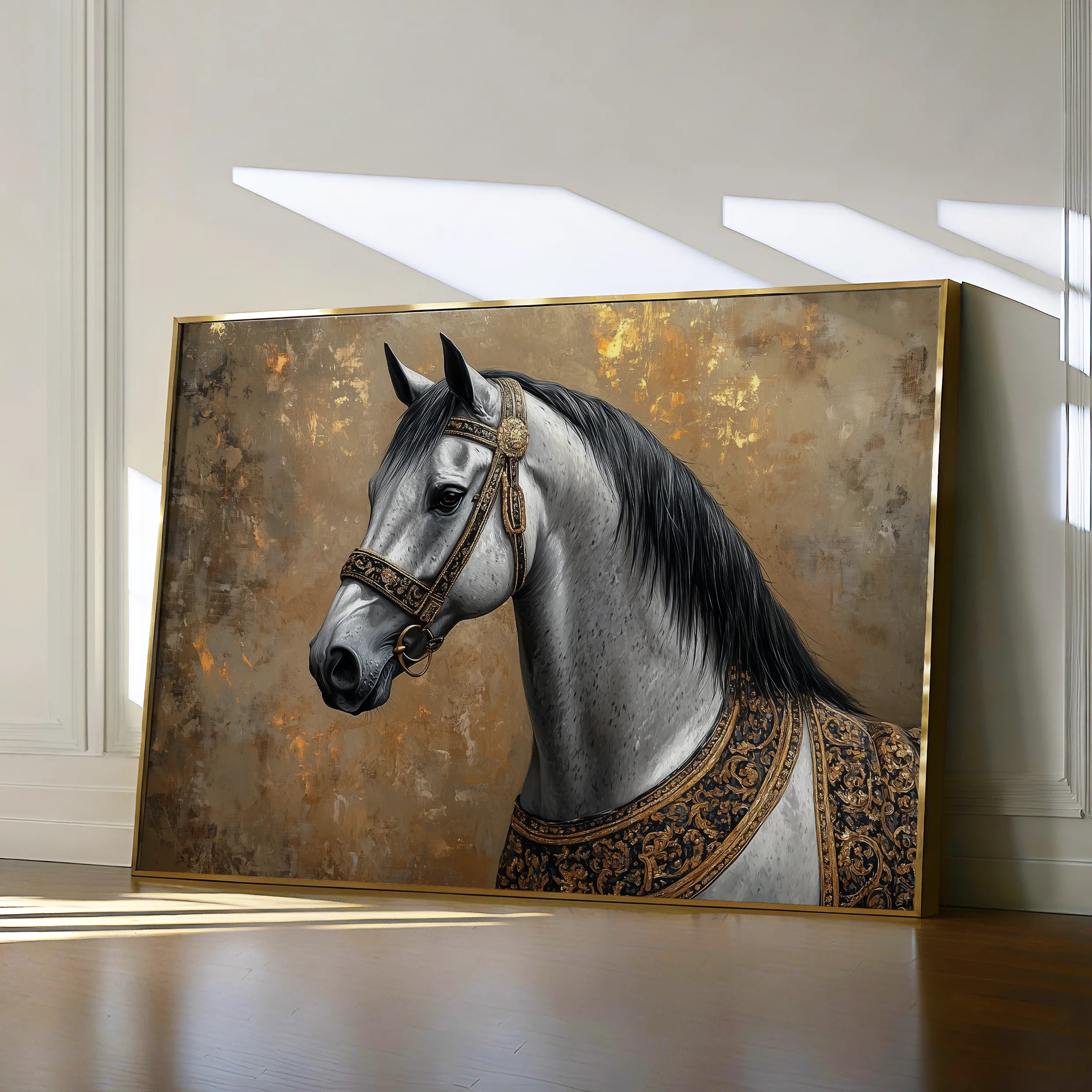 Horses 117 Canvas Art 18" x 24" / 45 x 60 cm / Black
