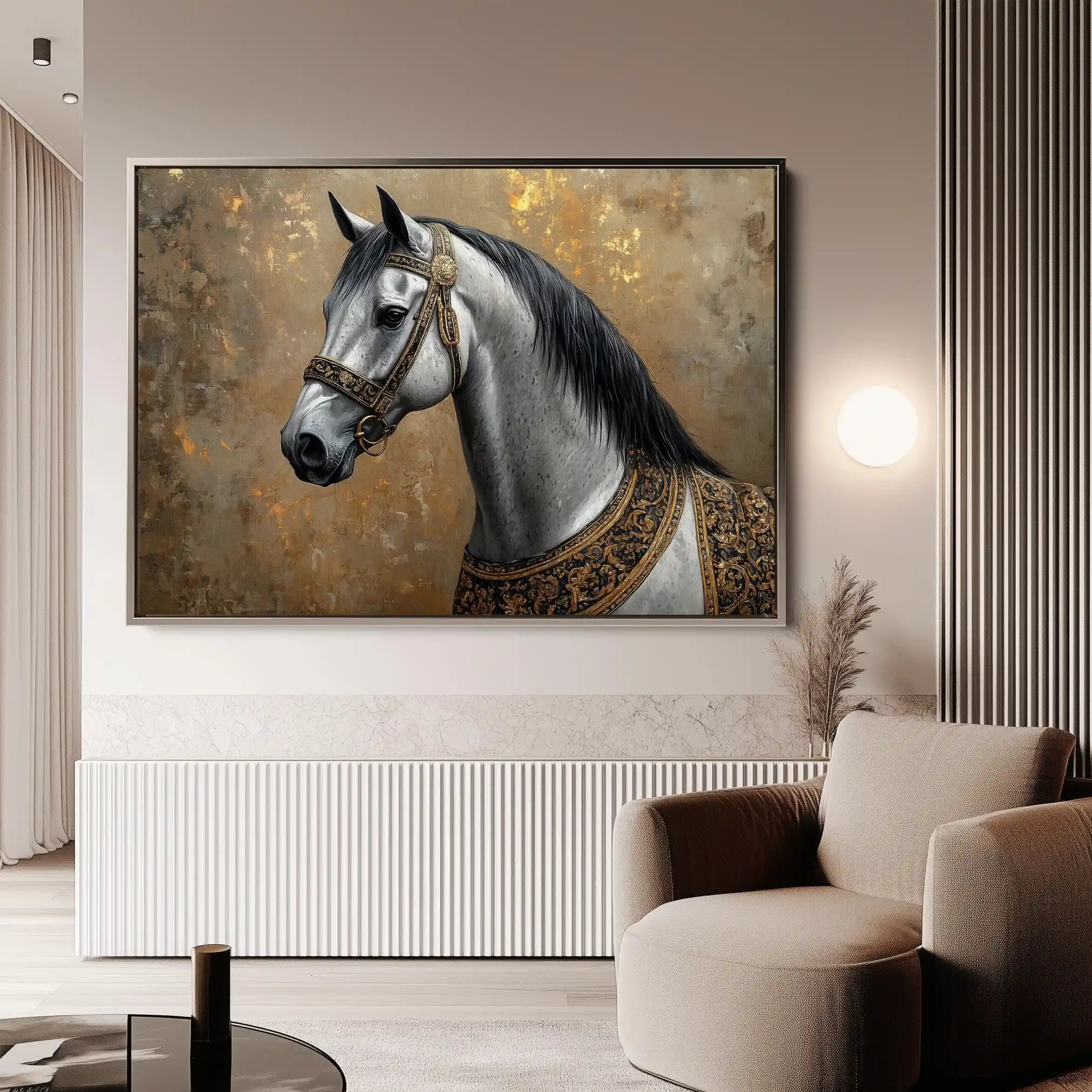 Horses 117 Canvas Art 60 x 40 cm / Black