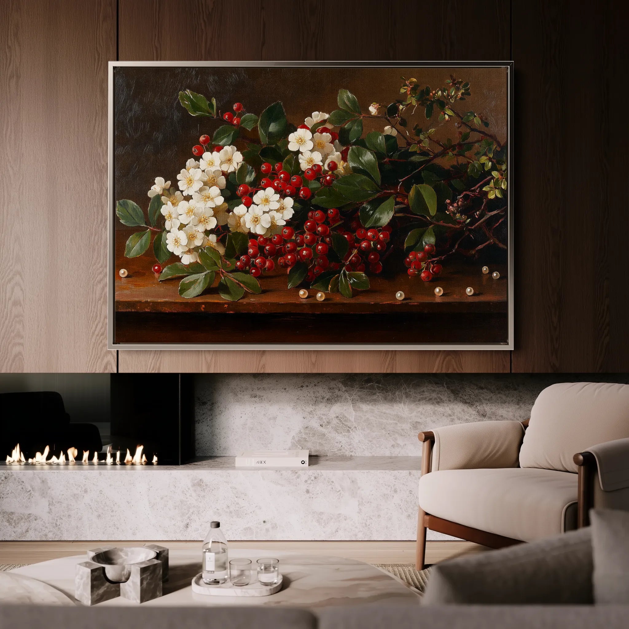 Floral 1173 Canvas Art 18" x 24" / 45 x 60 cm / Black