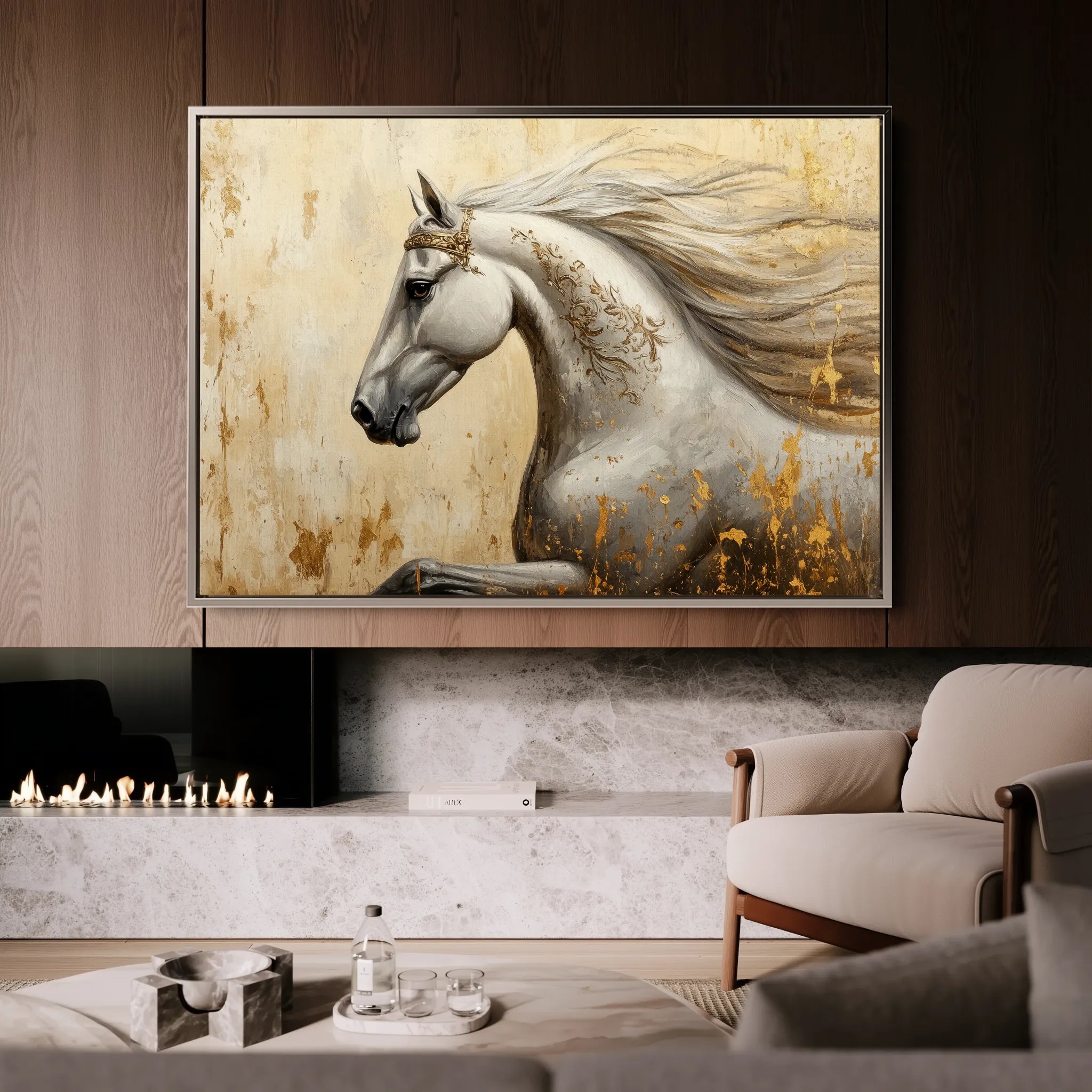 Horses 118 Canvas Art 18" x 24" / 45 x 60 cm / Black