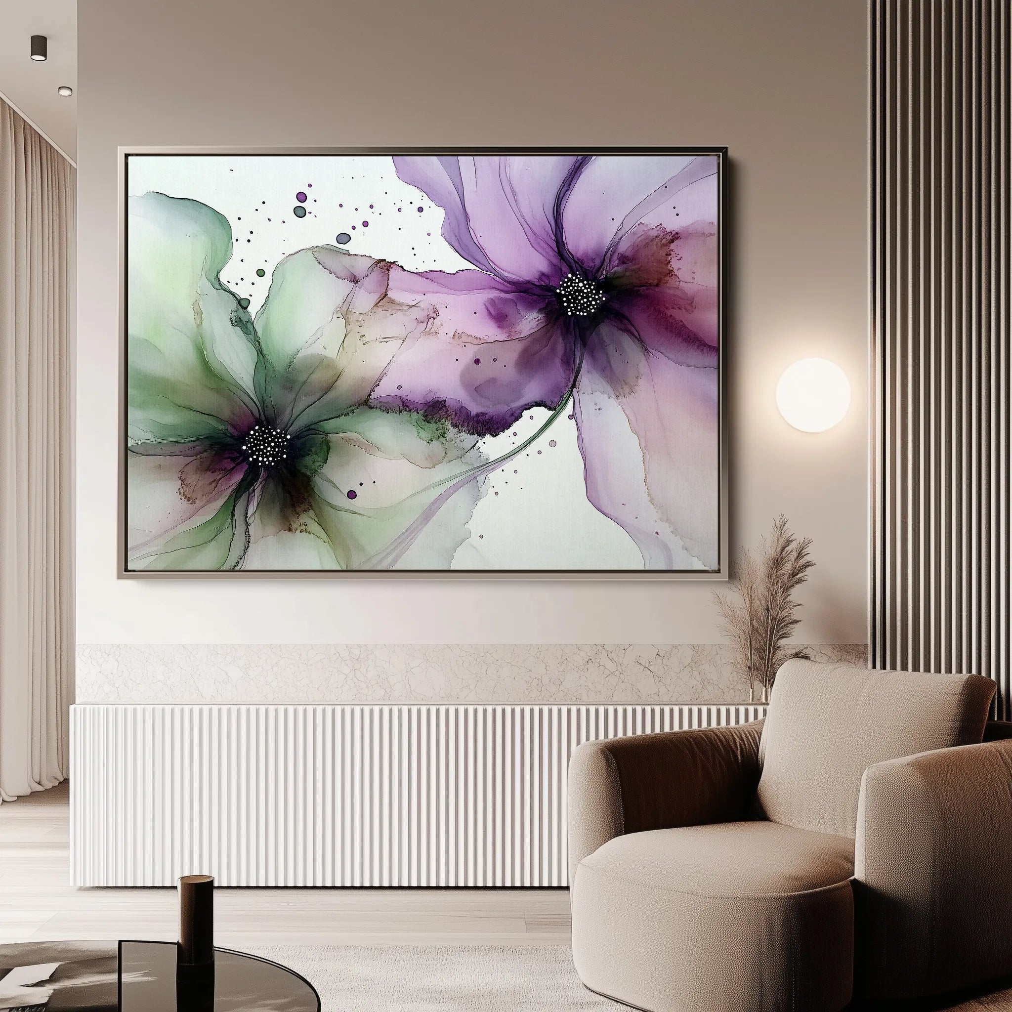 Floral 1183 Canvas Art 18" x 24" / 45 x 60 cm / Black