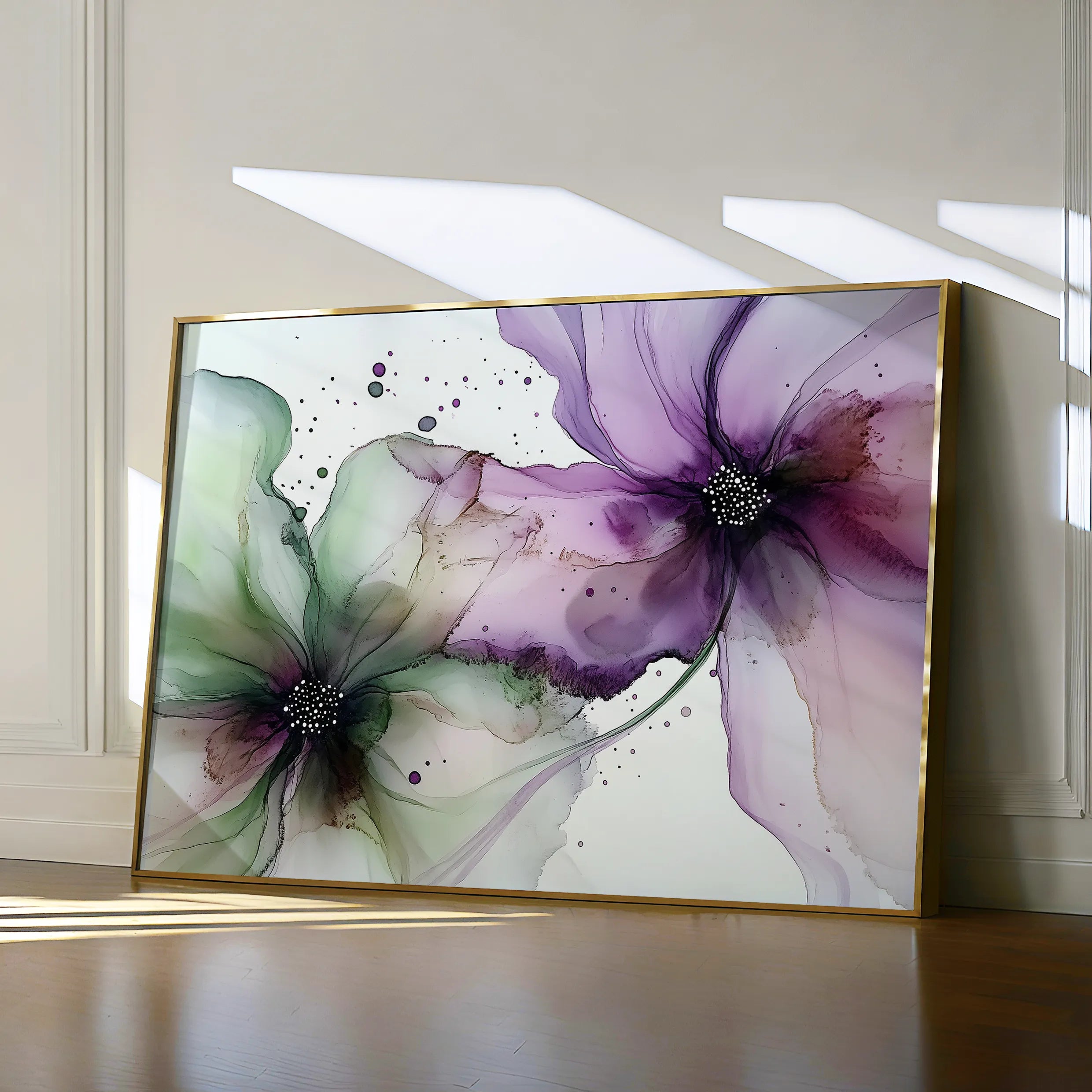 Floral 1183 Canvas Art 18" x 24" / 45 x 60 cm / Black