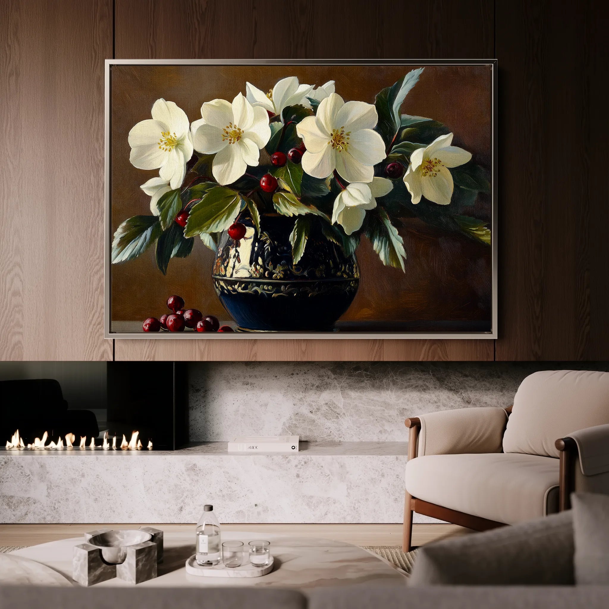 Floral 1184 Canvas Art 18" x 24" / 45 x 60 cm / Black