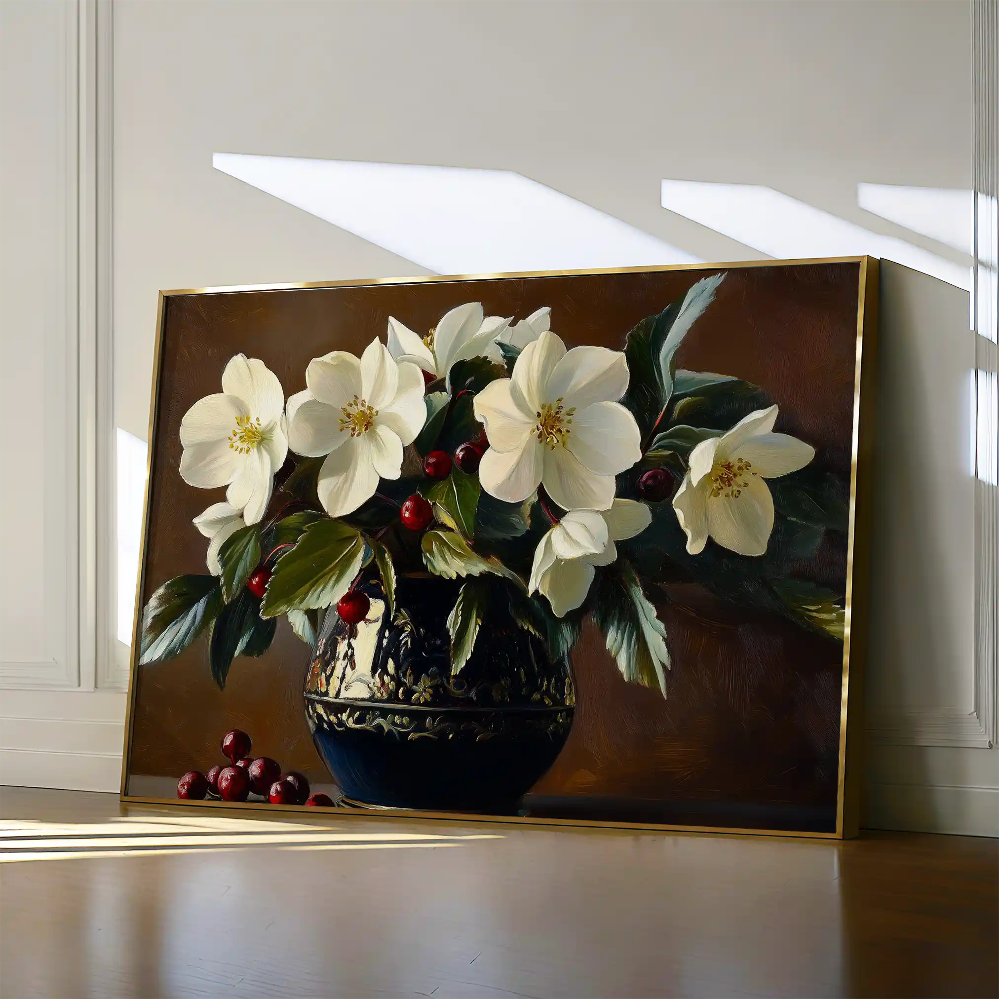 Floral 1184 Canvas Art 18" x 24" / 45 x 60 cm / Black