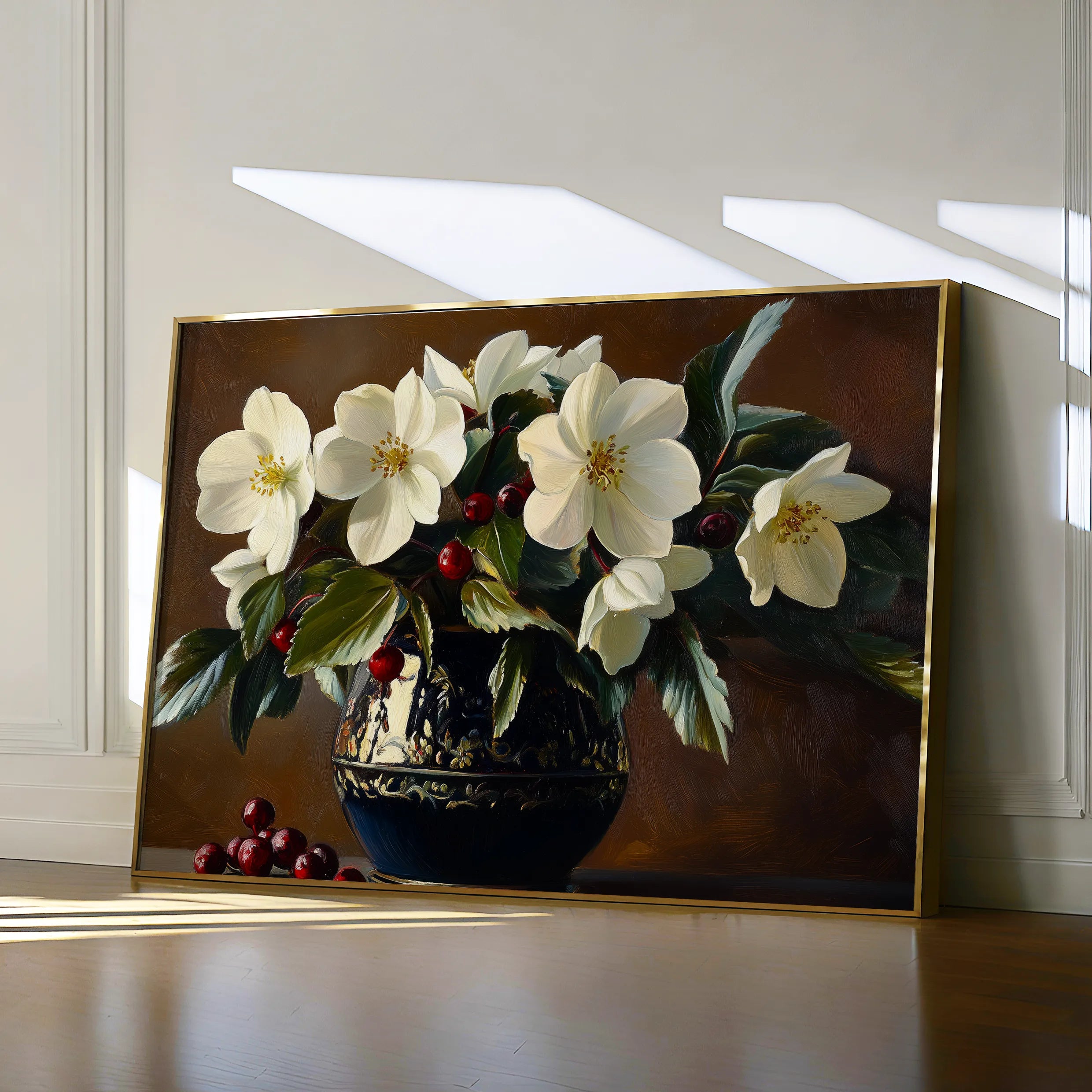 Floral 1184 Canvas Art 18" x 24" / 45 x 60 cm / Black