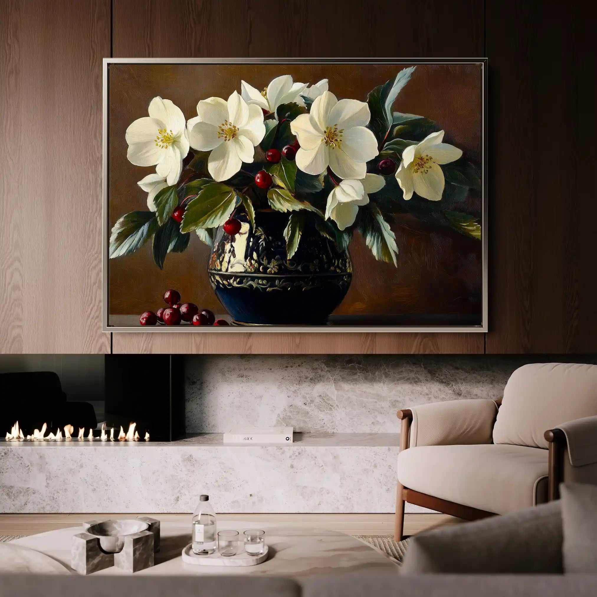 Floral 1184 Canvas Art 18" x 24" / 45 x 60 cm / Black