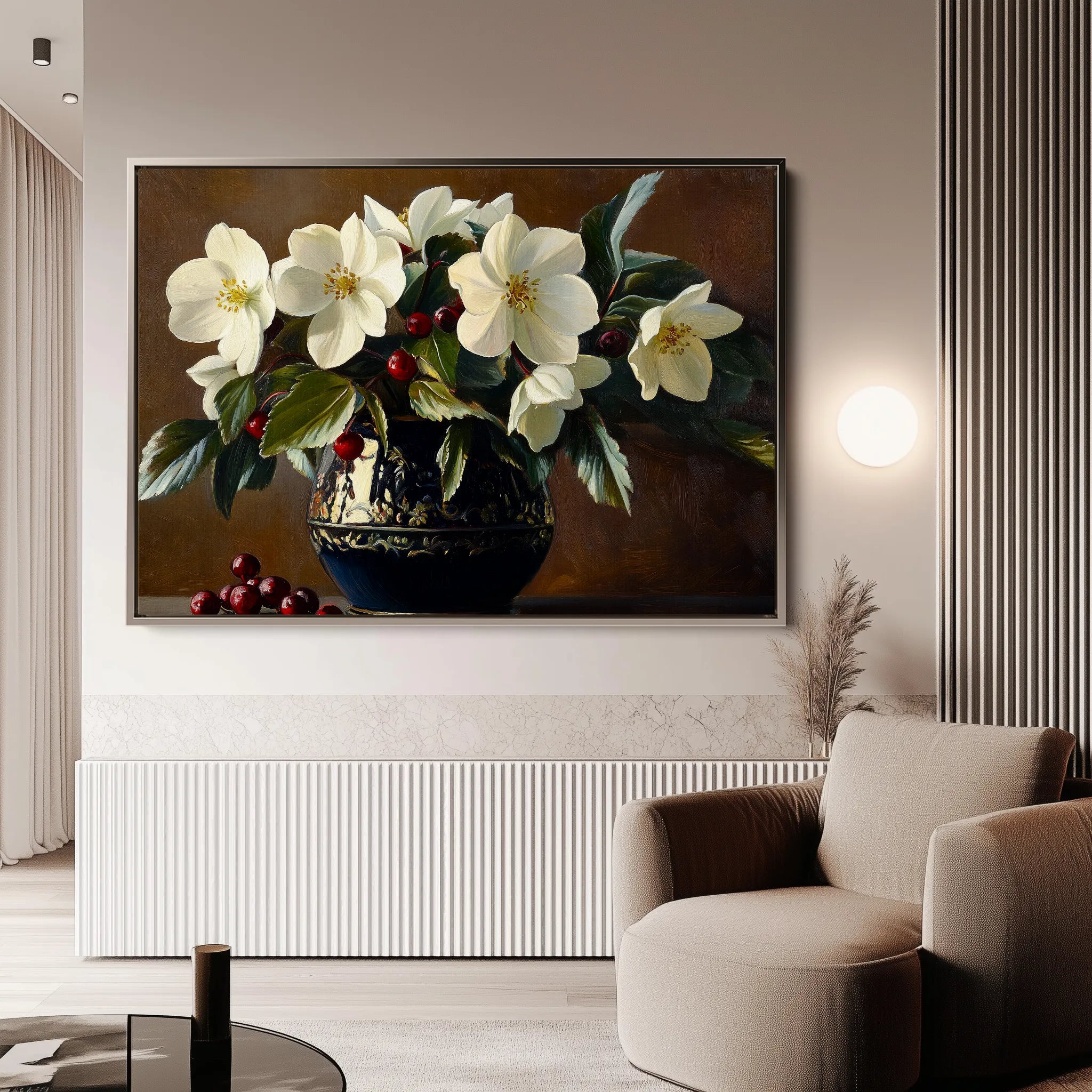 Floral 1184 Canvas Art 18" x 24" / 45 x 60 cm / Black
