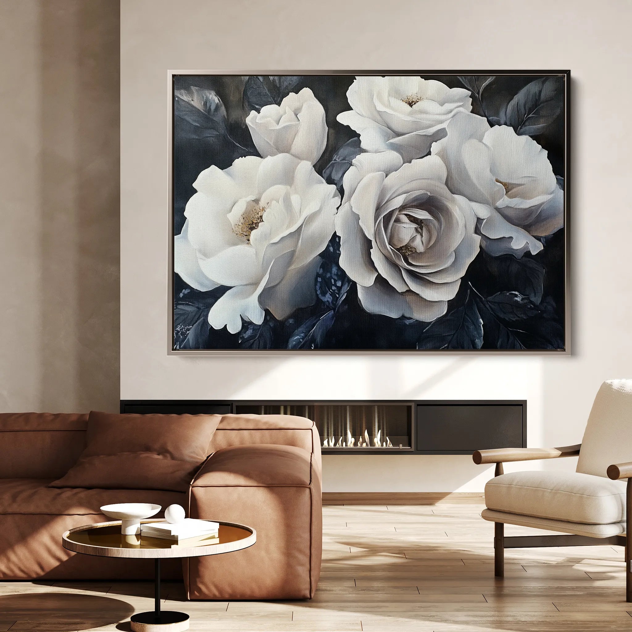 Floral 1185 Canvas Art 18" x 24" / 45 x 60 cm / Black