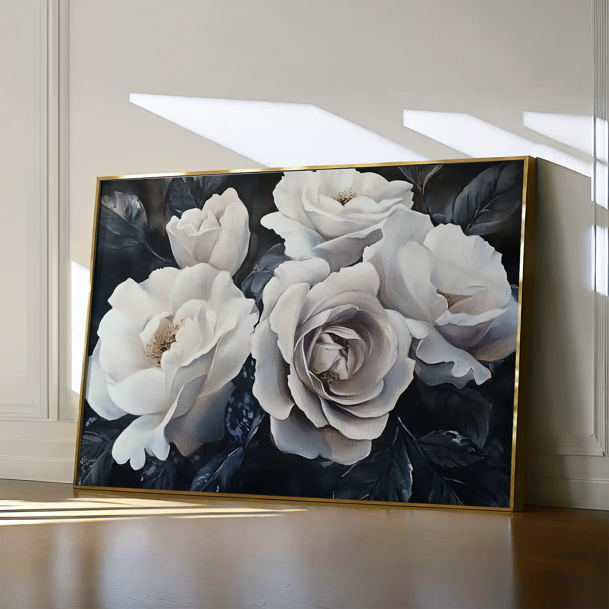 Floral 1185 Canvas Art 18" x 24" / 45 x 60 cm / Black