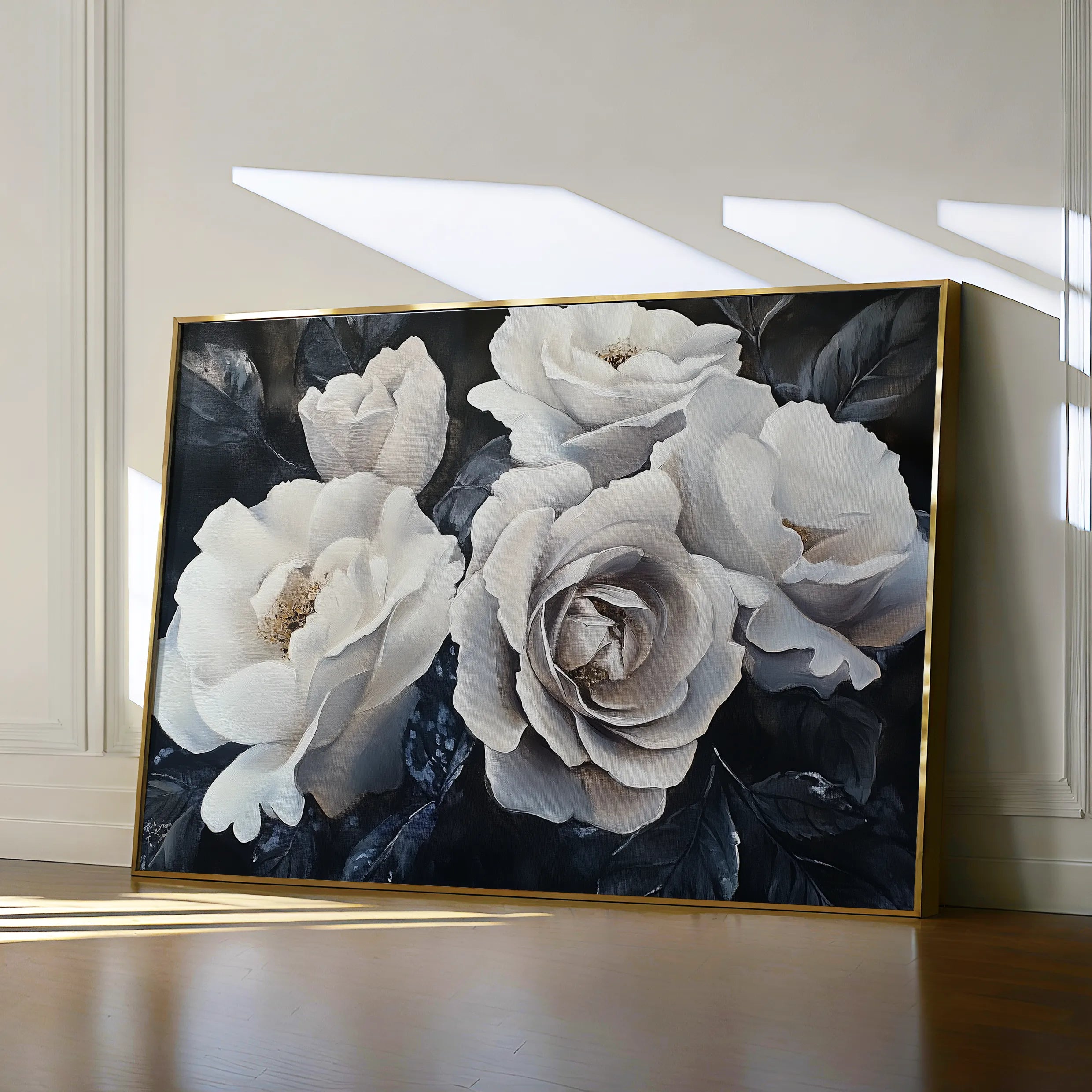 Floral 1185 Canvas Art 18" x 24" / 45 x 60 cm / Black