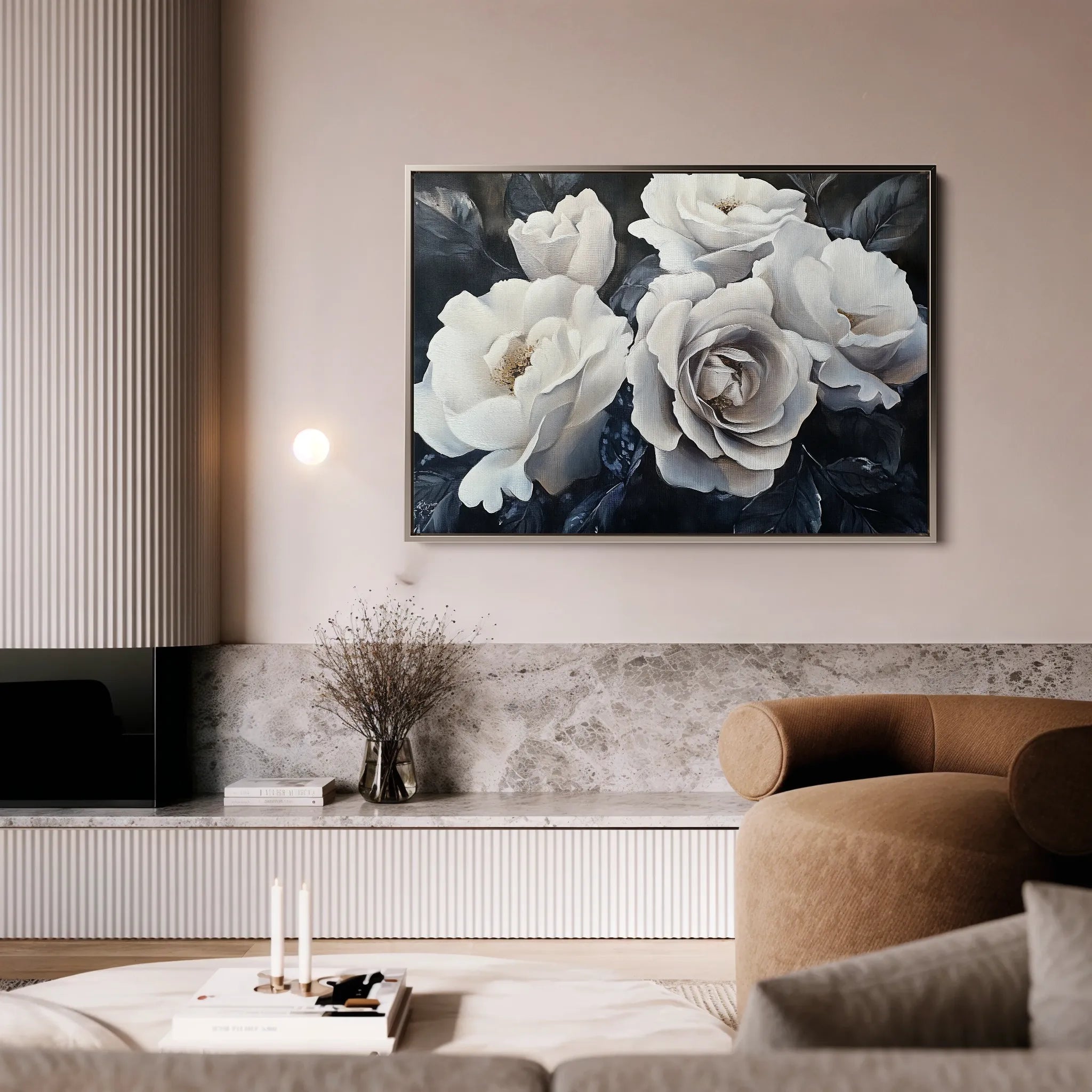 Floral 1185 Canvas Art 18" x 24" / 45 x 60 cm / Black