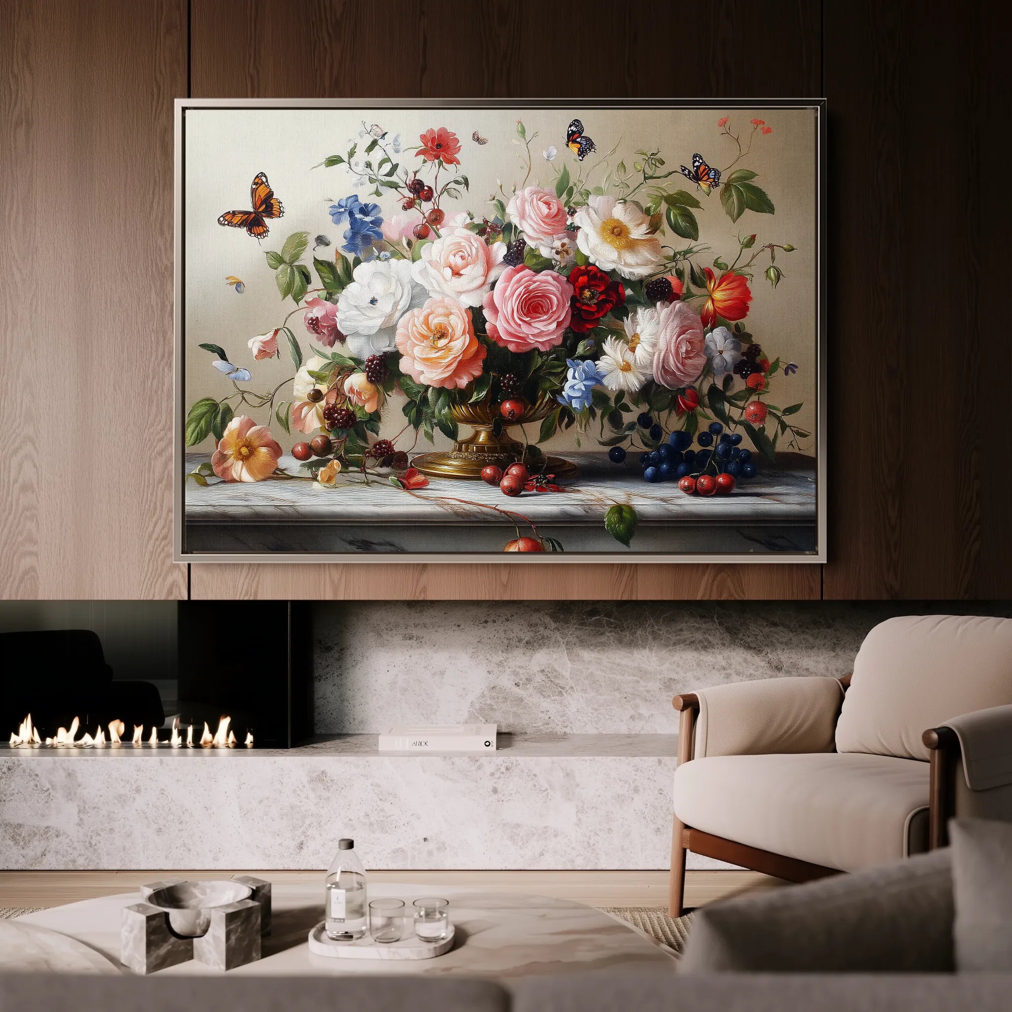 Floral 1187 Canvas Art 18" x 24" / 45 x 60 cm / Black