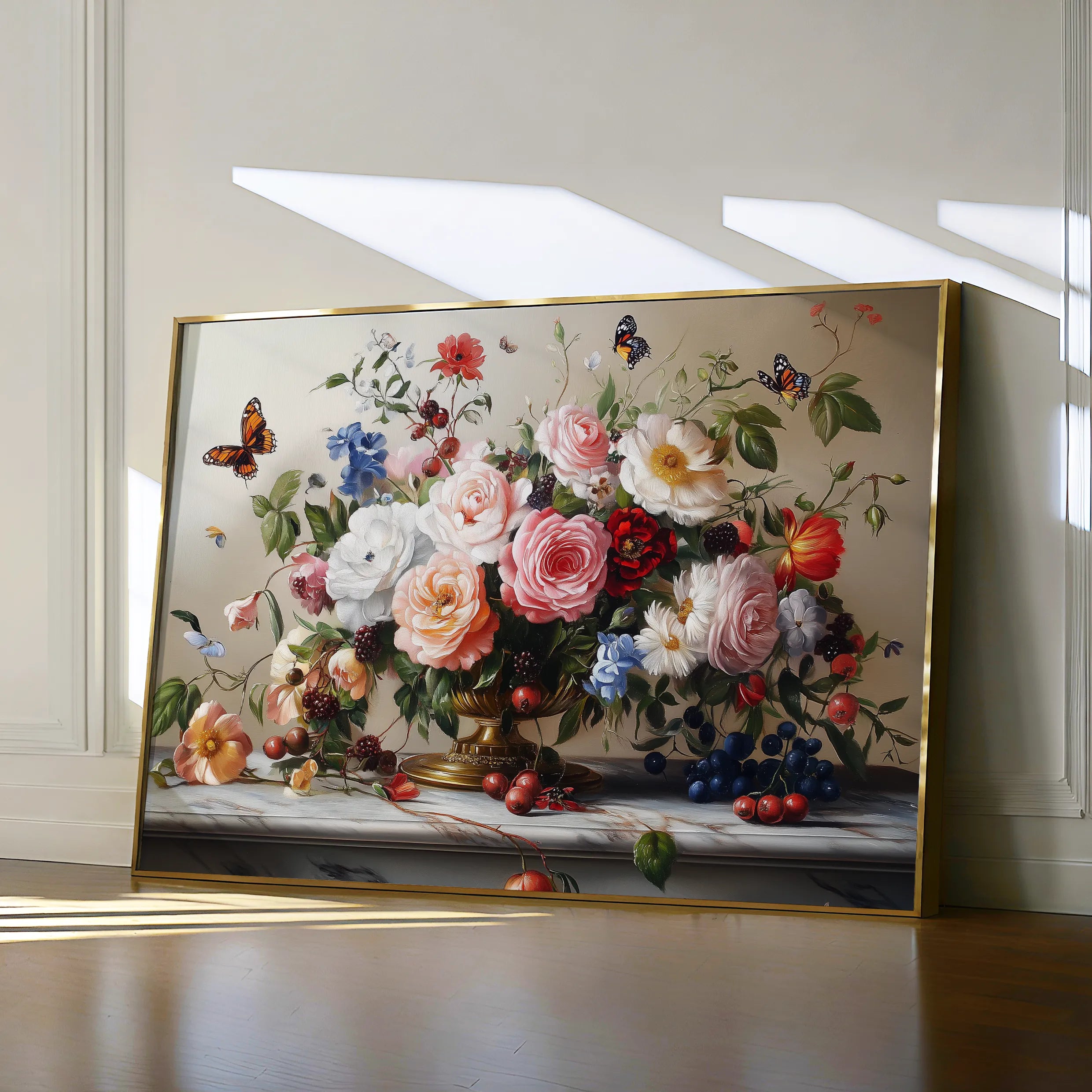 Floral 1187 Canvas Art 18" x 24" / 45 x 60 cm / Black