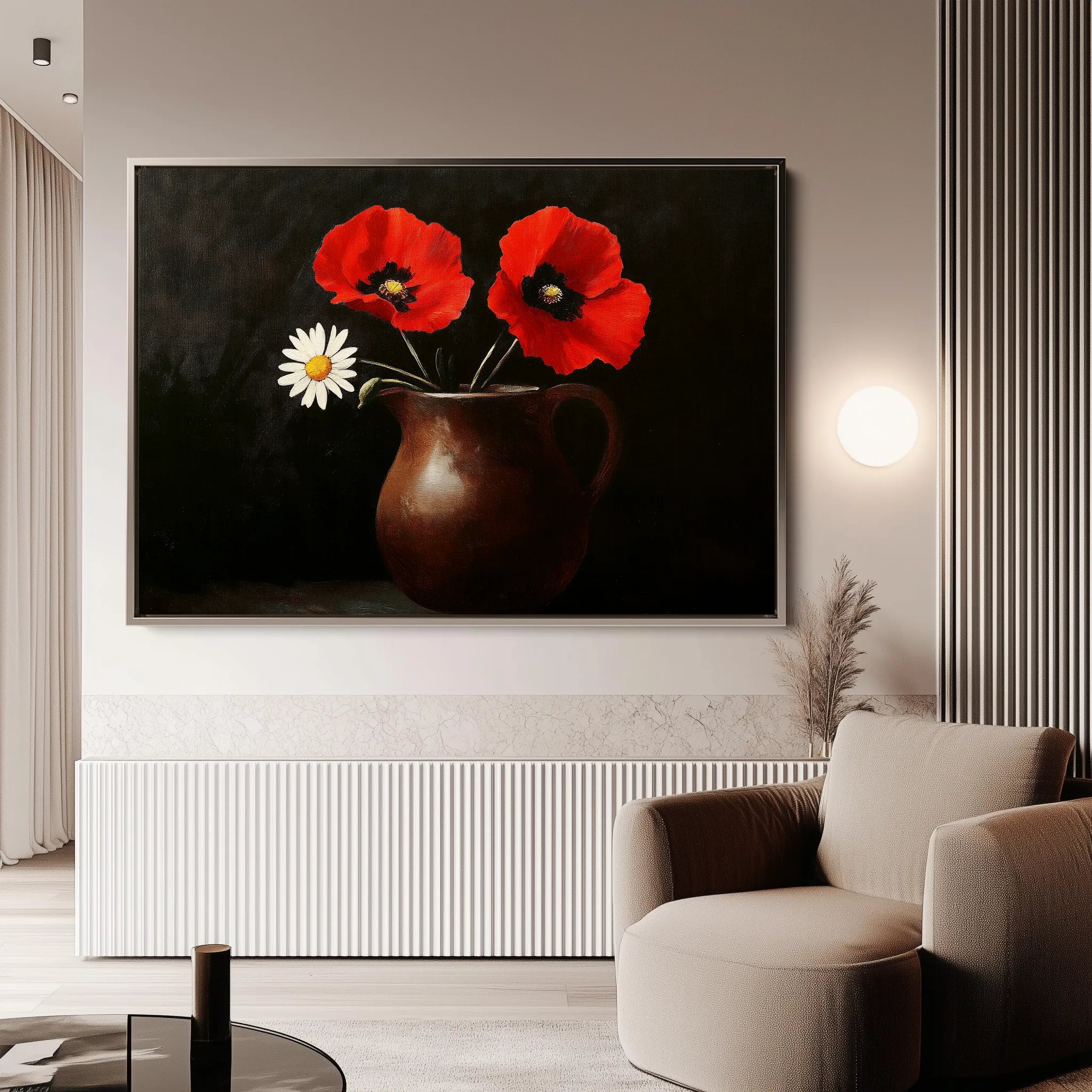 Floral 1189 Canvas Art 18" x 24" / 45 x 60 cm / Black