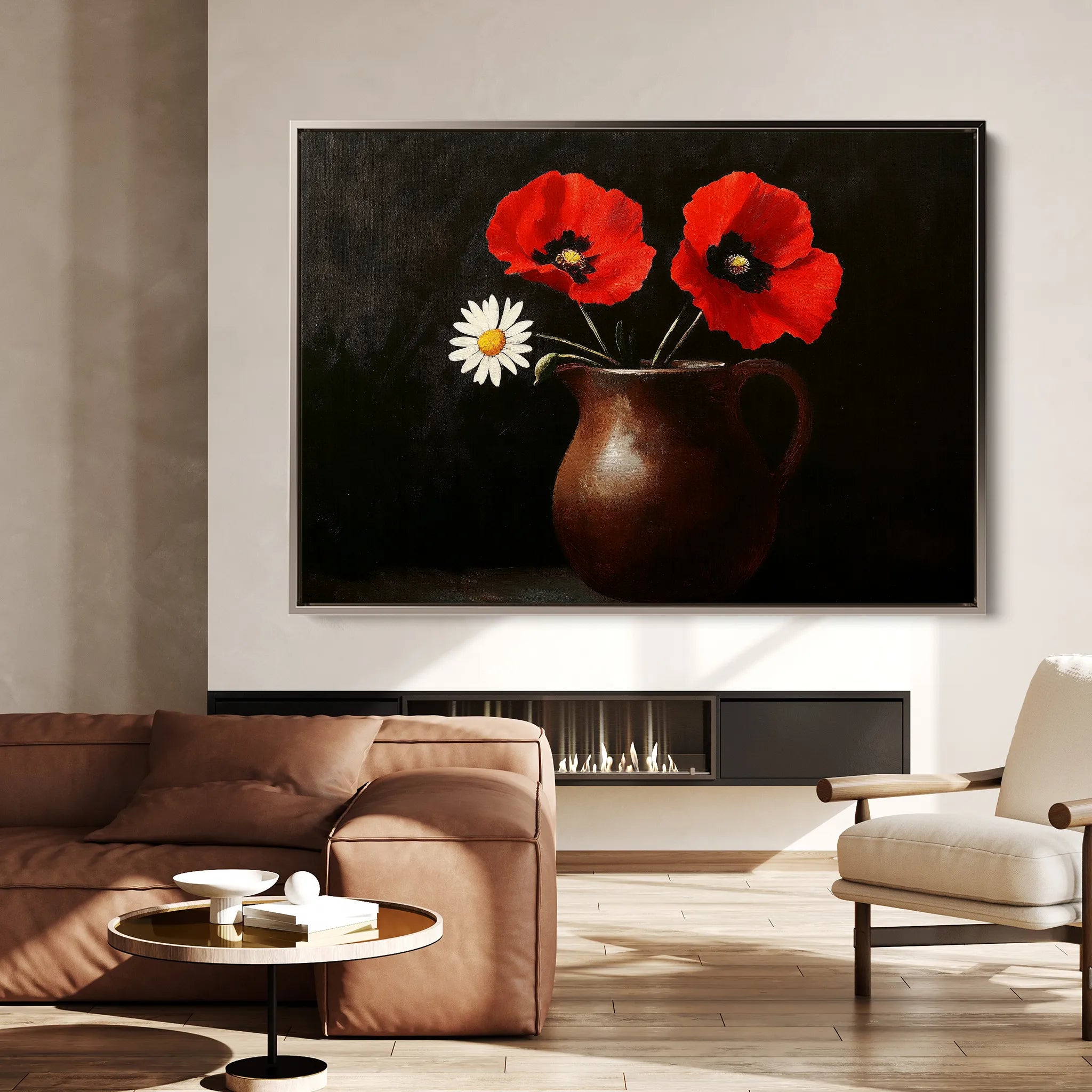 Floral 1189 Canvas Art 18" x 24" / 45 x 60 cm / Black