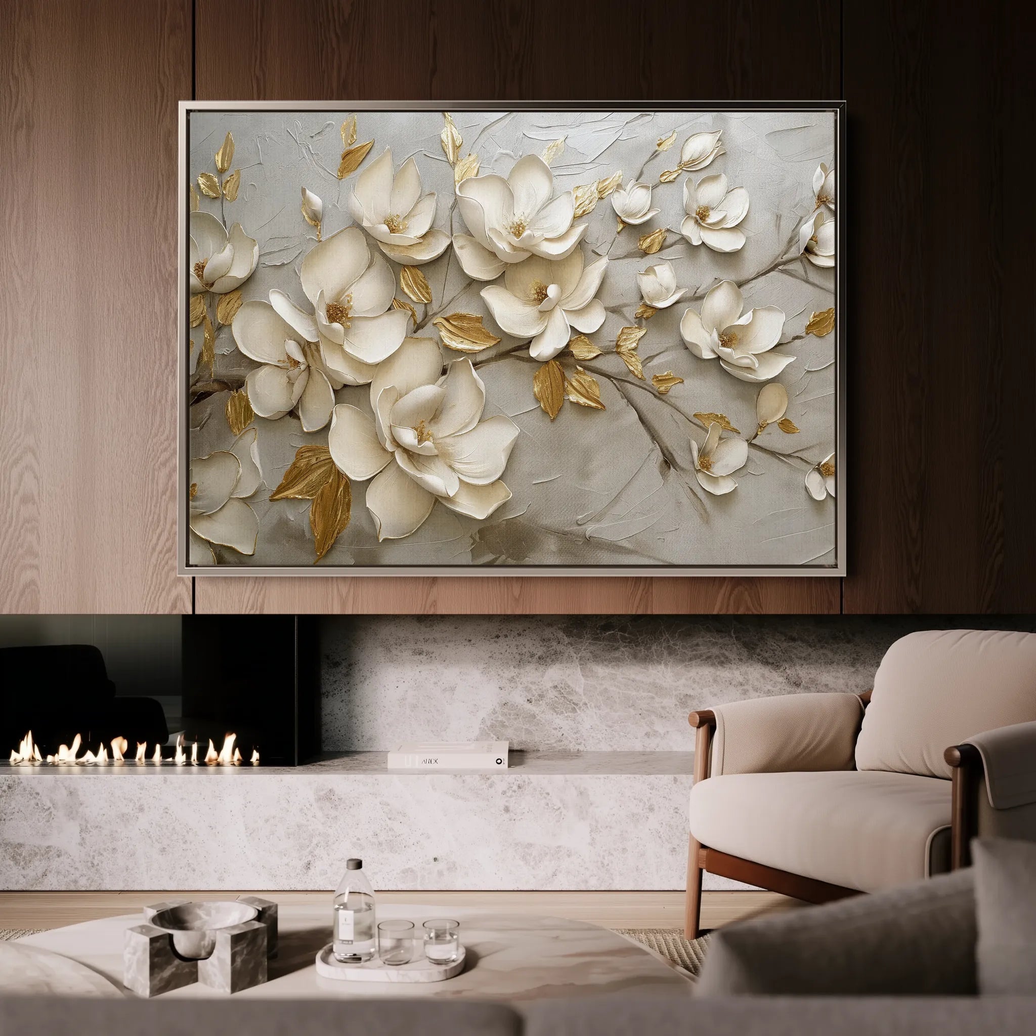 Floral 119 Canvas Art 18" x 24" / 45 x 60 cm / Black