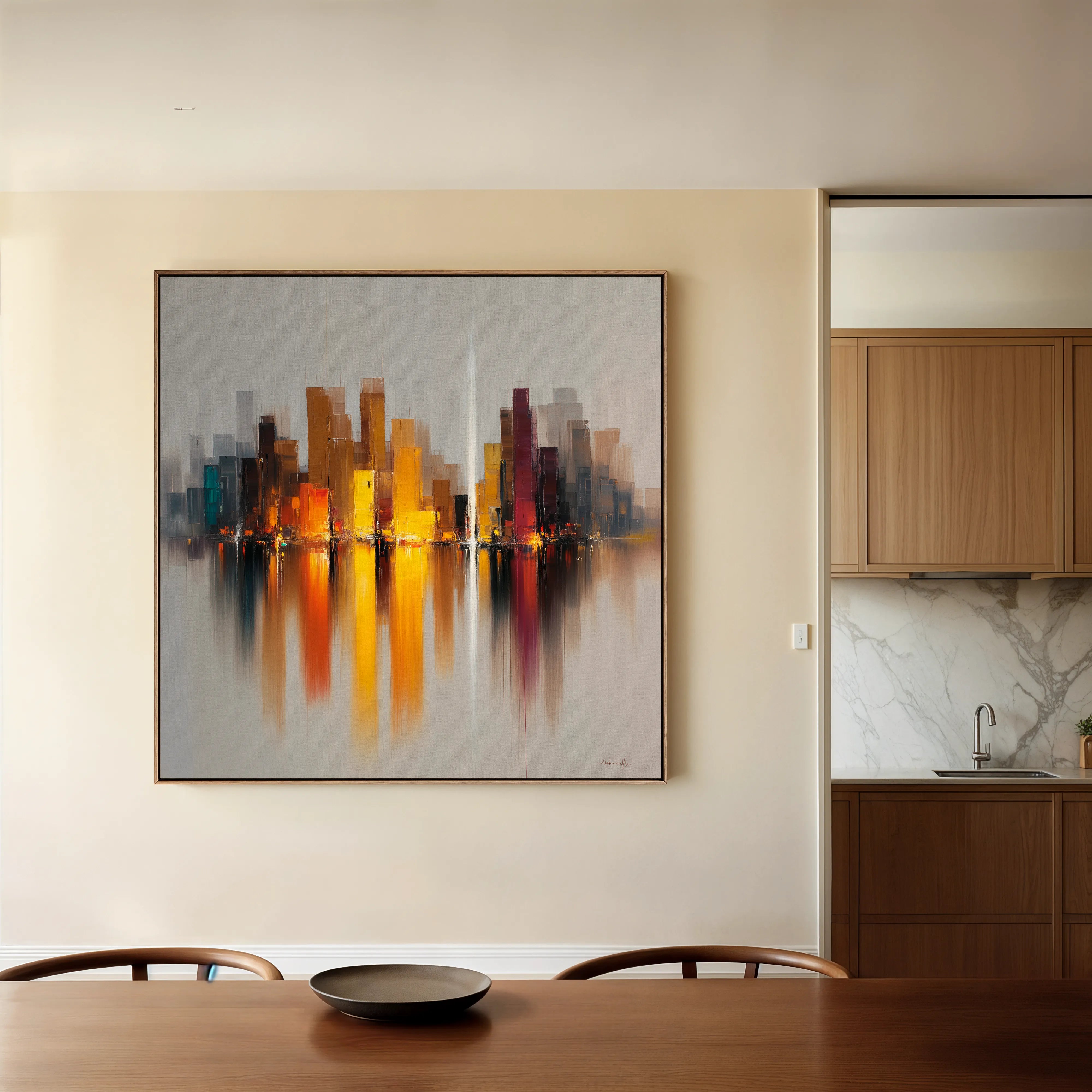 Abstract 1191 Canvas Art 16" x 16" / 40 x 40 cm / Black