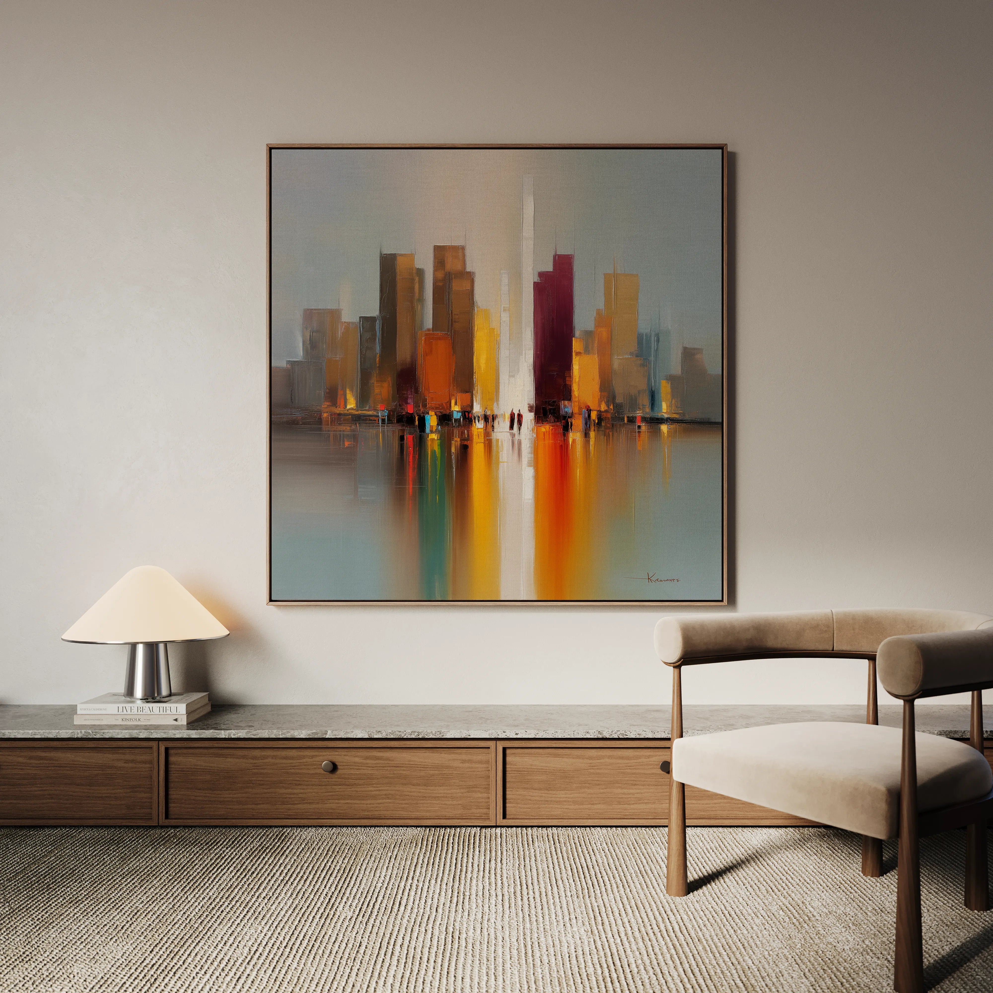 Abstract 1192 Canvas Art 16" x 16" / 40 x 40 cm / Black