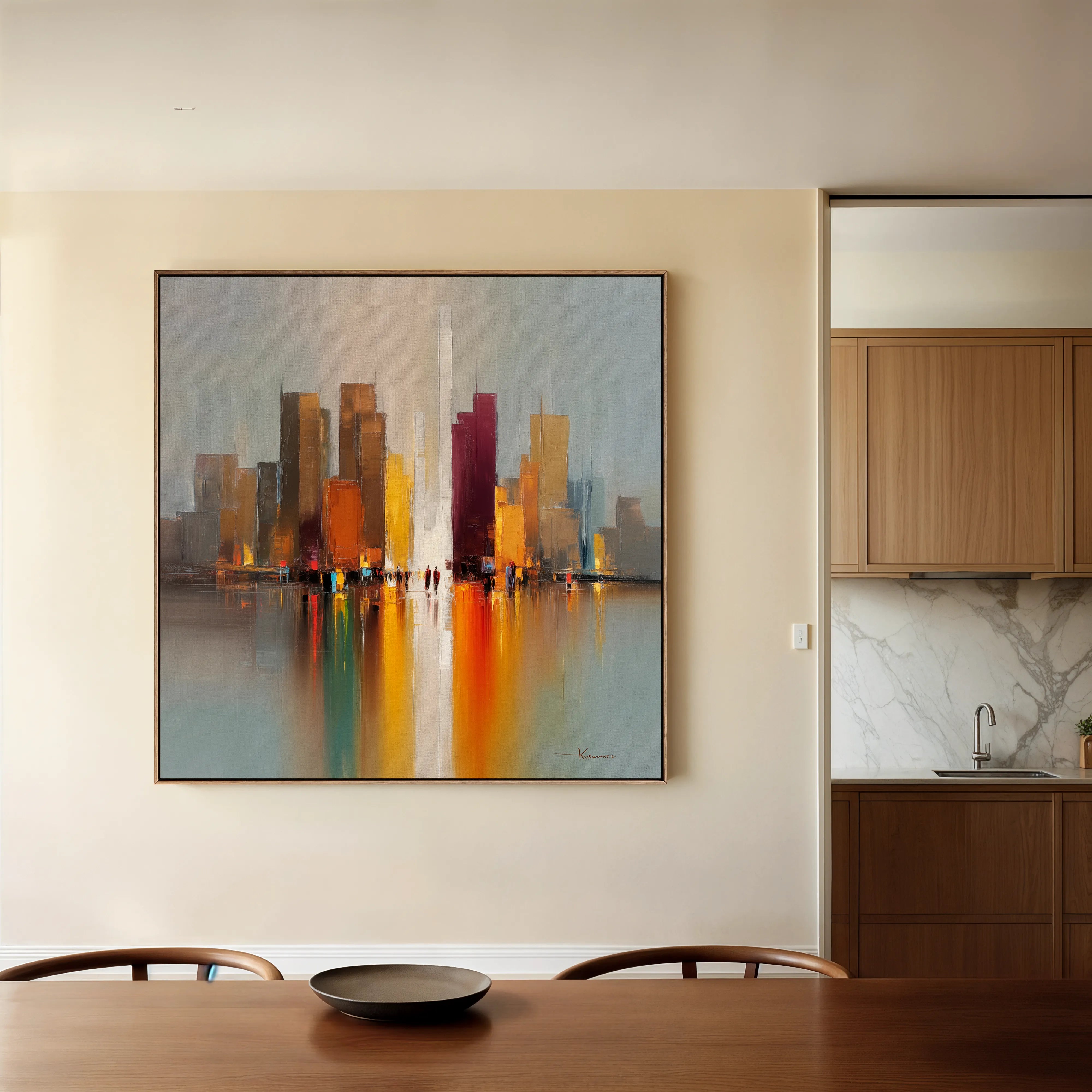 Abstract 1192 Canvas Art 16" x 16" / 40 x 40 cm / Black