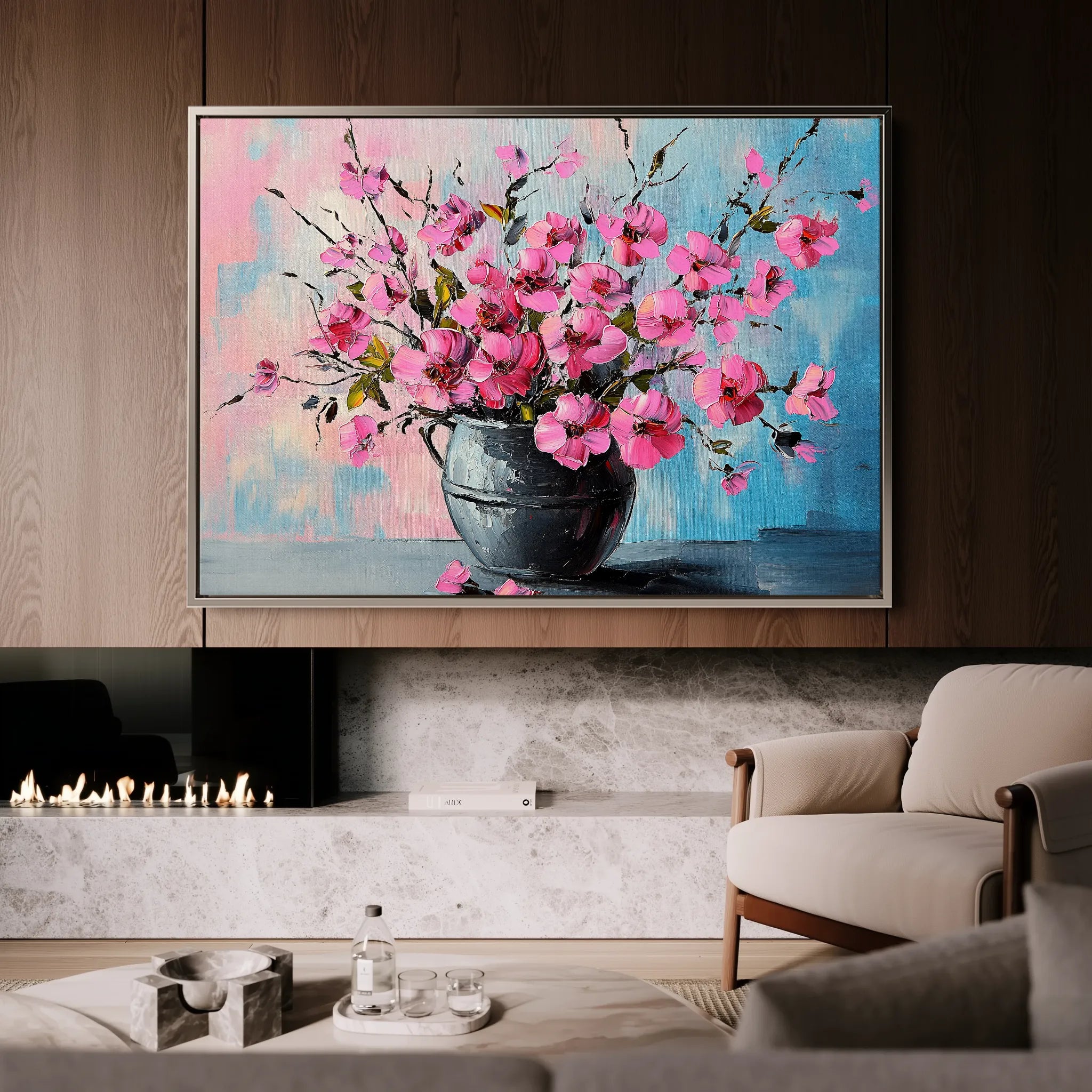 Floral 1192 Canvas Art 18" x 24" / 45 x 60 cm / Black