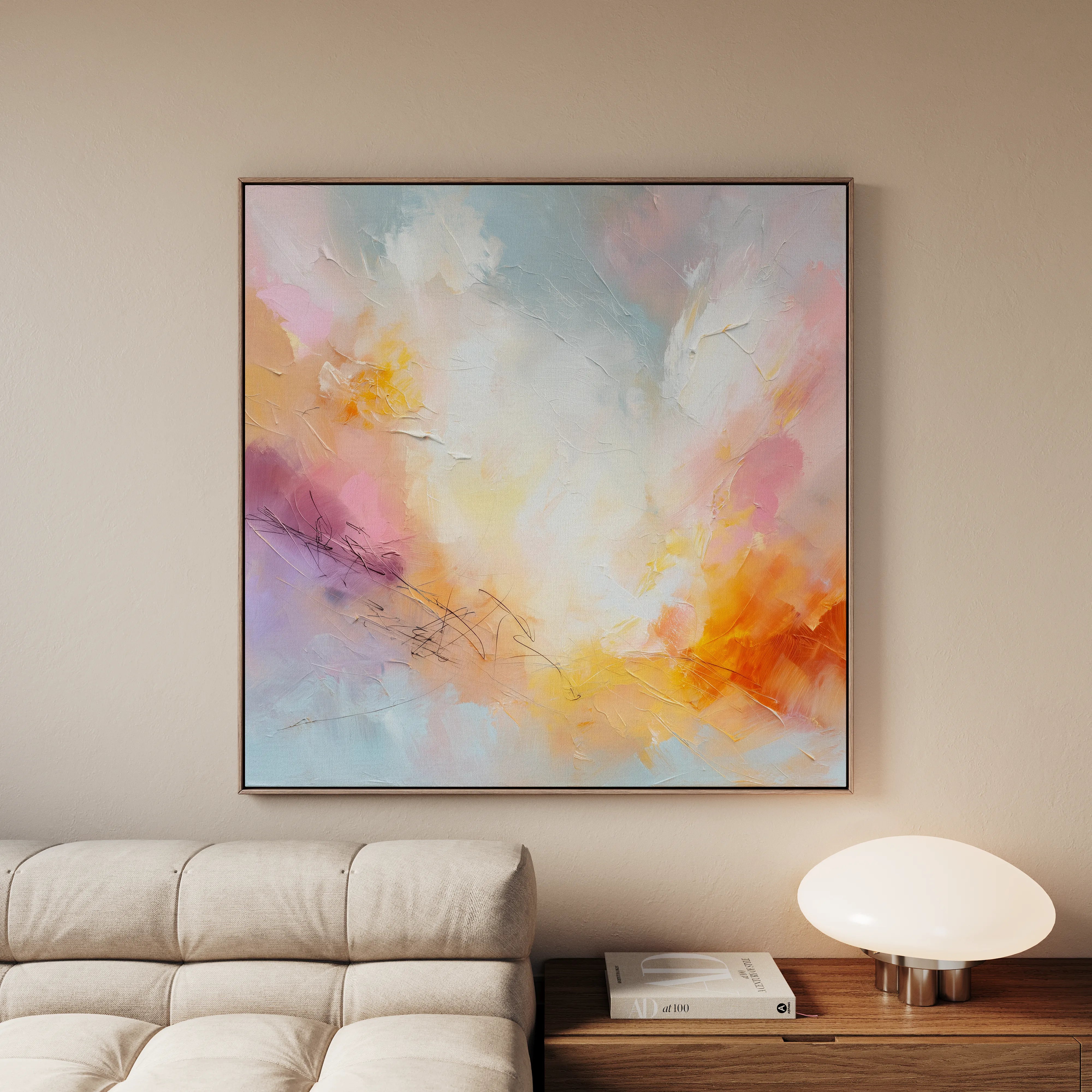 Abstract 1193 Canvas Art 16" x 16" / 40 x 40 cm / Black