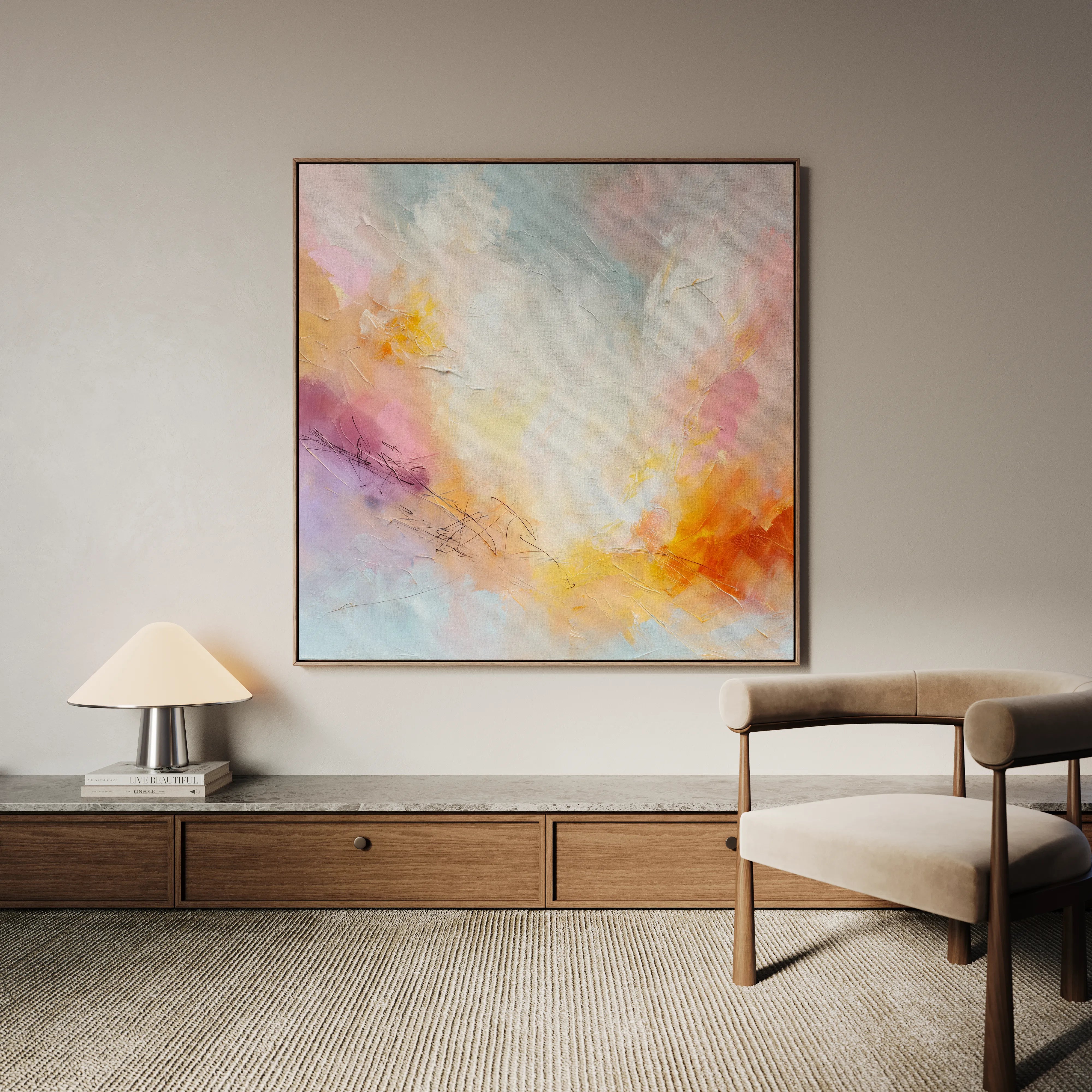 Abstract 1193 Canvas Art 16" x 16" / 40 x 40 cm / Black