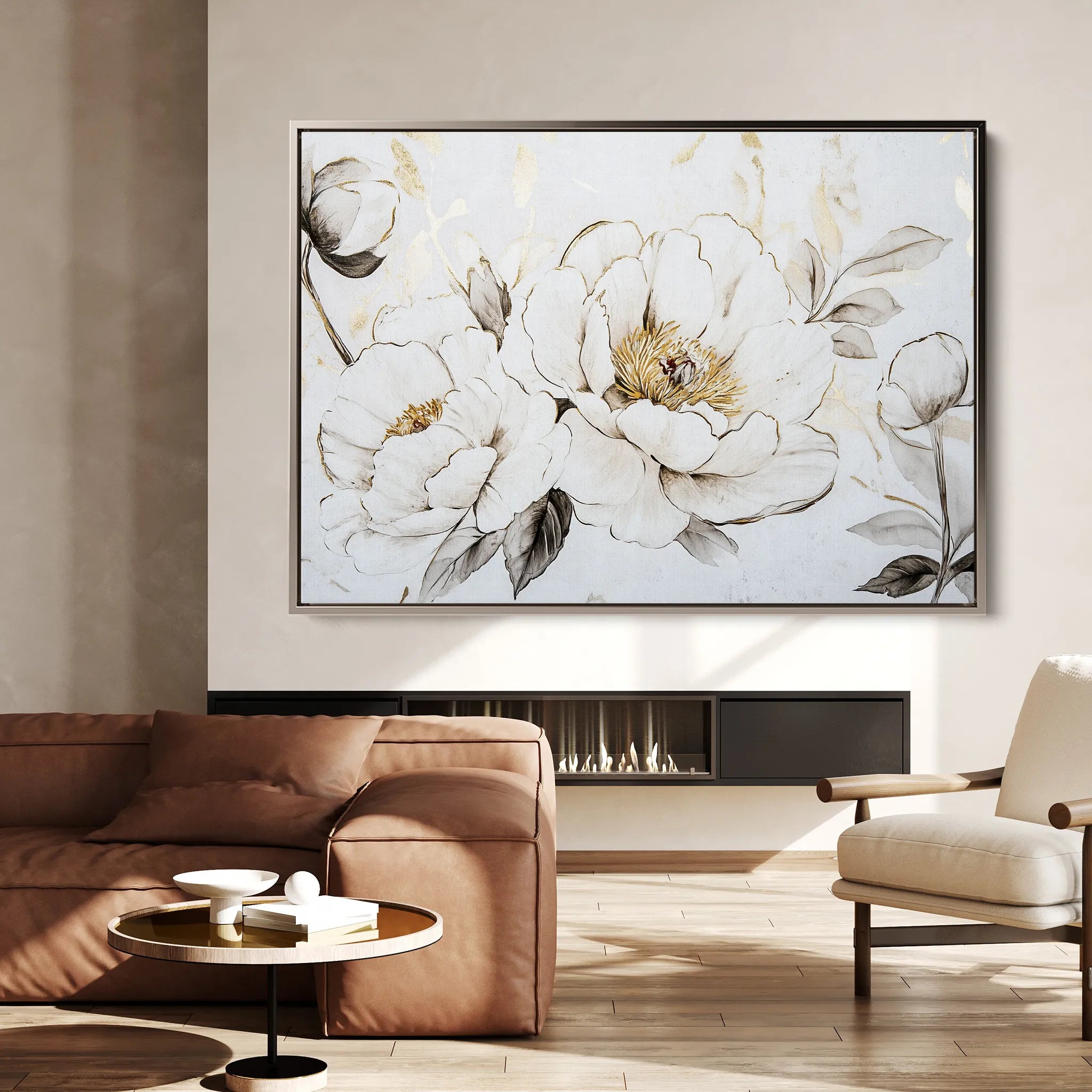 Floral 1196 Canvas Art 18" x 24" / 45 x 60 cm / Black