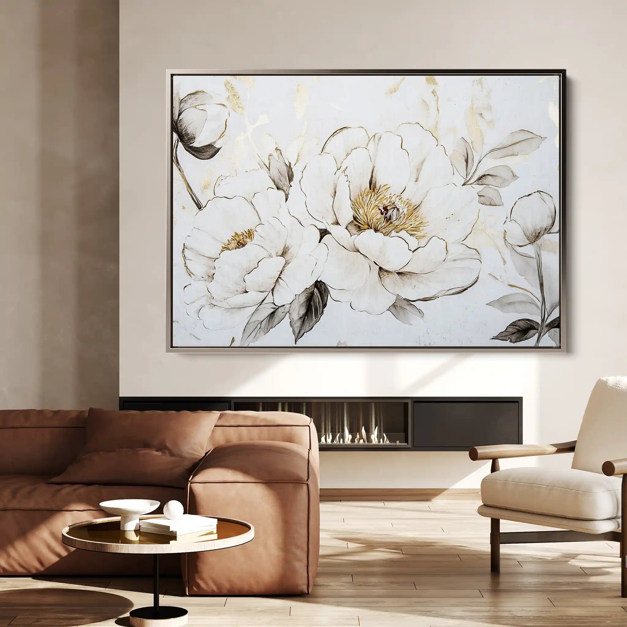 Floral 1196 Canvas Art 60 x 40 cm / Black