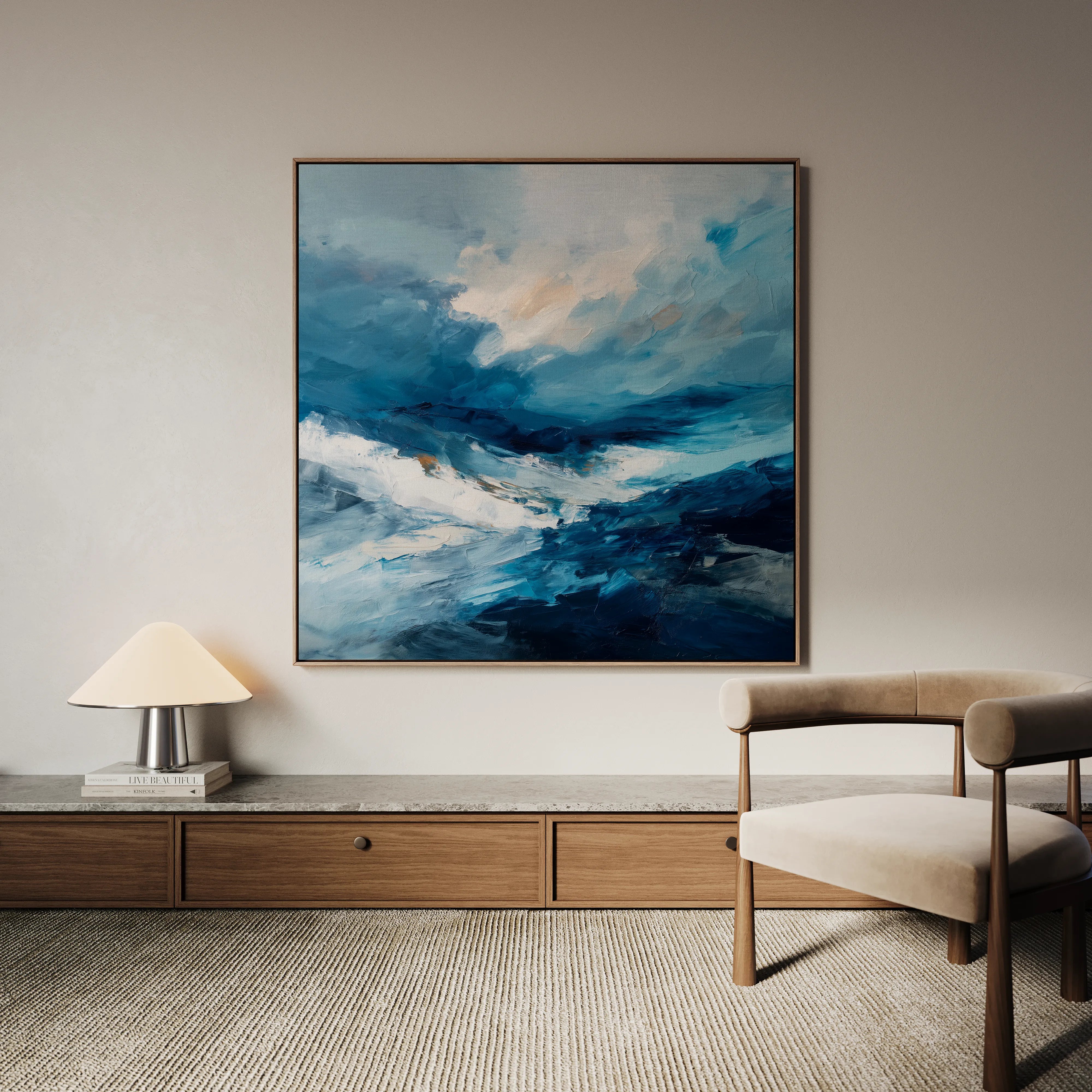 Abstract 1198 Canvas Art 16" x 16" / 40 x 40 cm / Black