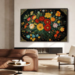 Floral 1199 Canvas Art 18" x 24" / 45 x 60 cm / Black