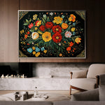 Floral 1199 Canvas Art 18" x 24" / 45 x 60 cm / Black
