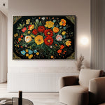 Floral 1199 Canvas Art 18" x 24" / 45 x 60 cm / Black