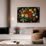 Floral 1199 Canvas Art 18" x 24" / 45 x 60 cm / Black