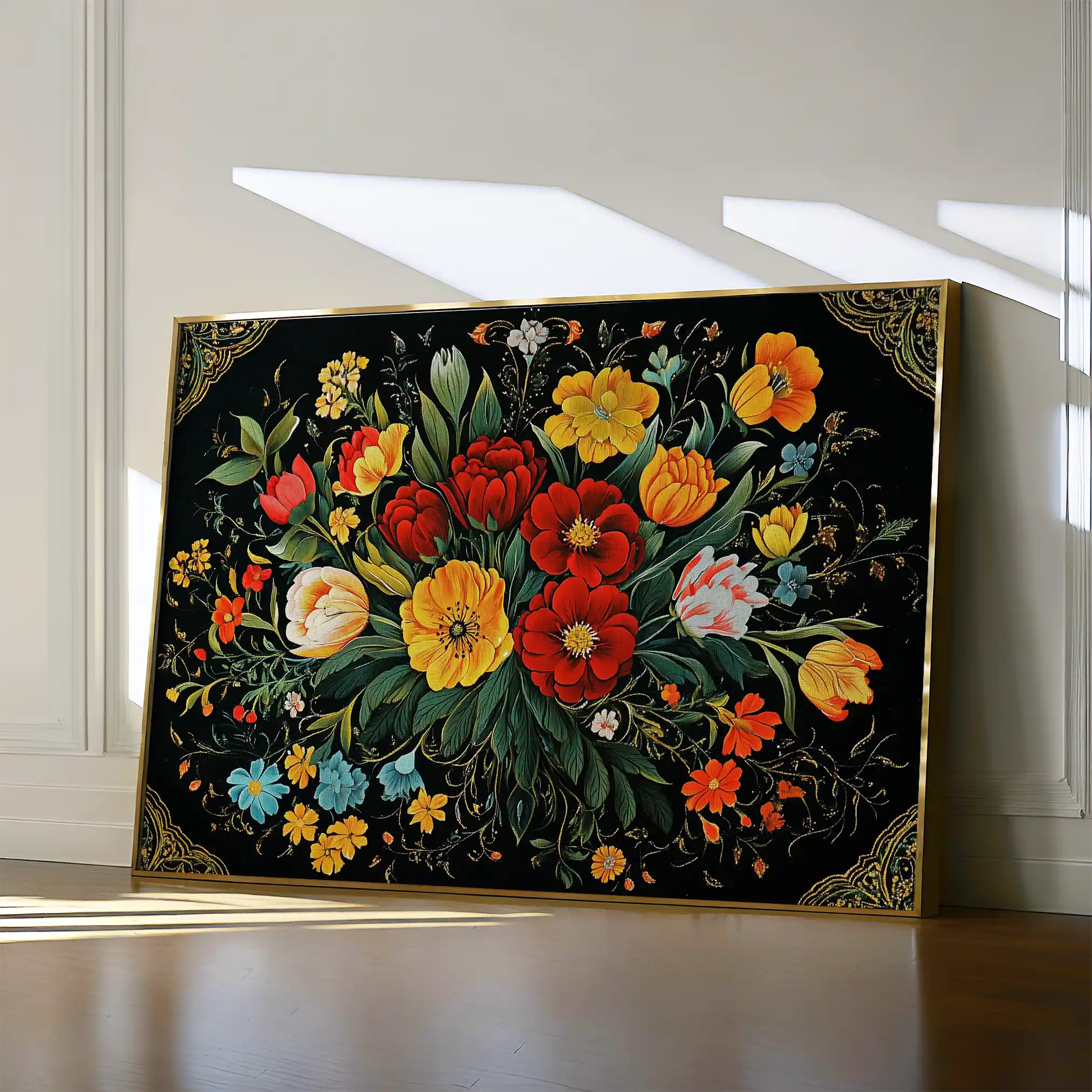 Floral 1199 Canvas Art 60 x 40 cm / Black