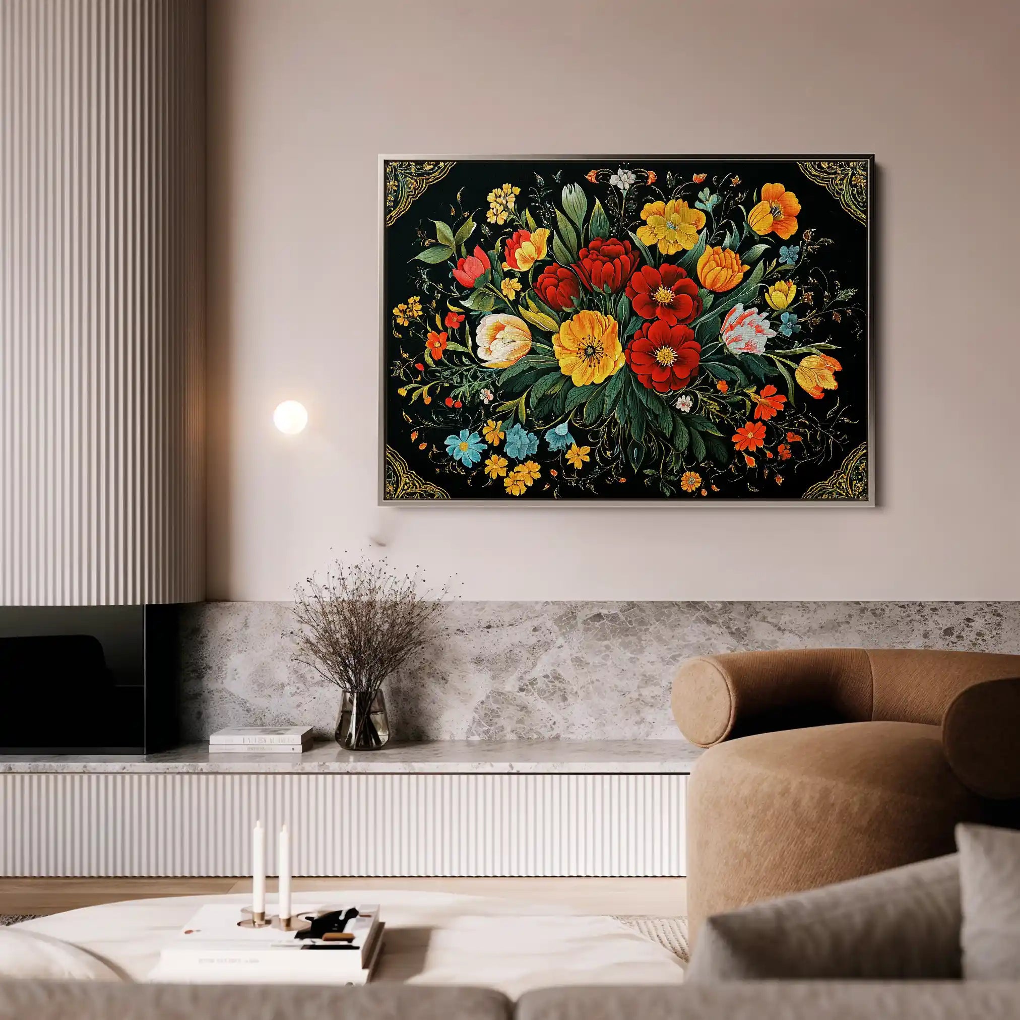 Floral 1199 Canvas Art 60 x 40 cm / Black